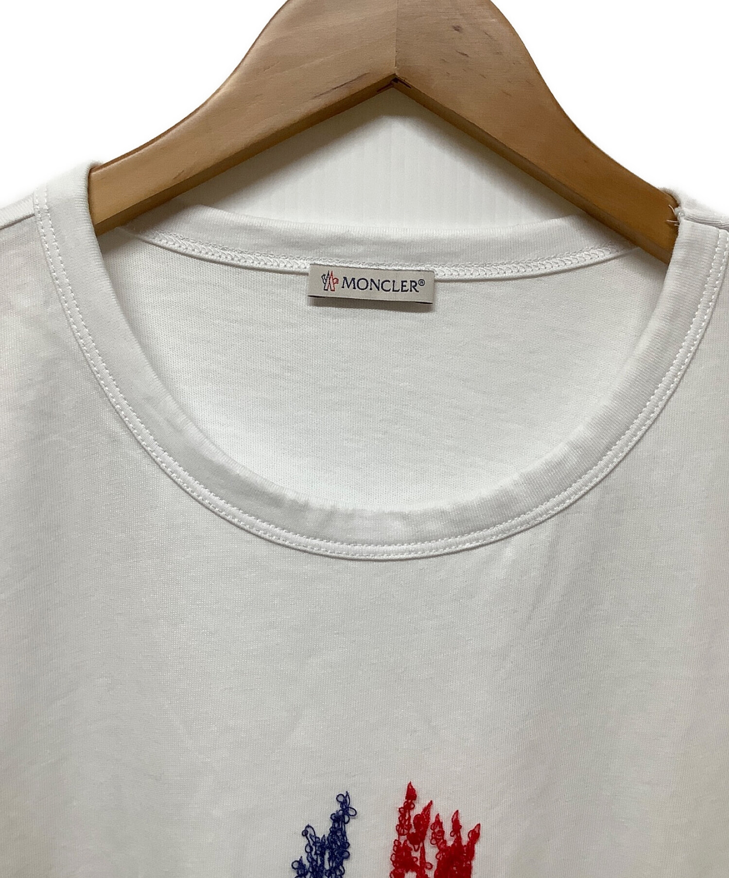 モンクレール 21SS Tシャツ カットソー 長袖 ロゴ 刺繍 白 M