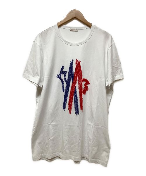 79 MONCLER ホワイト ダブルロゴ Tシャツ size XL