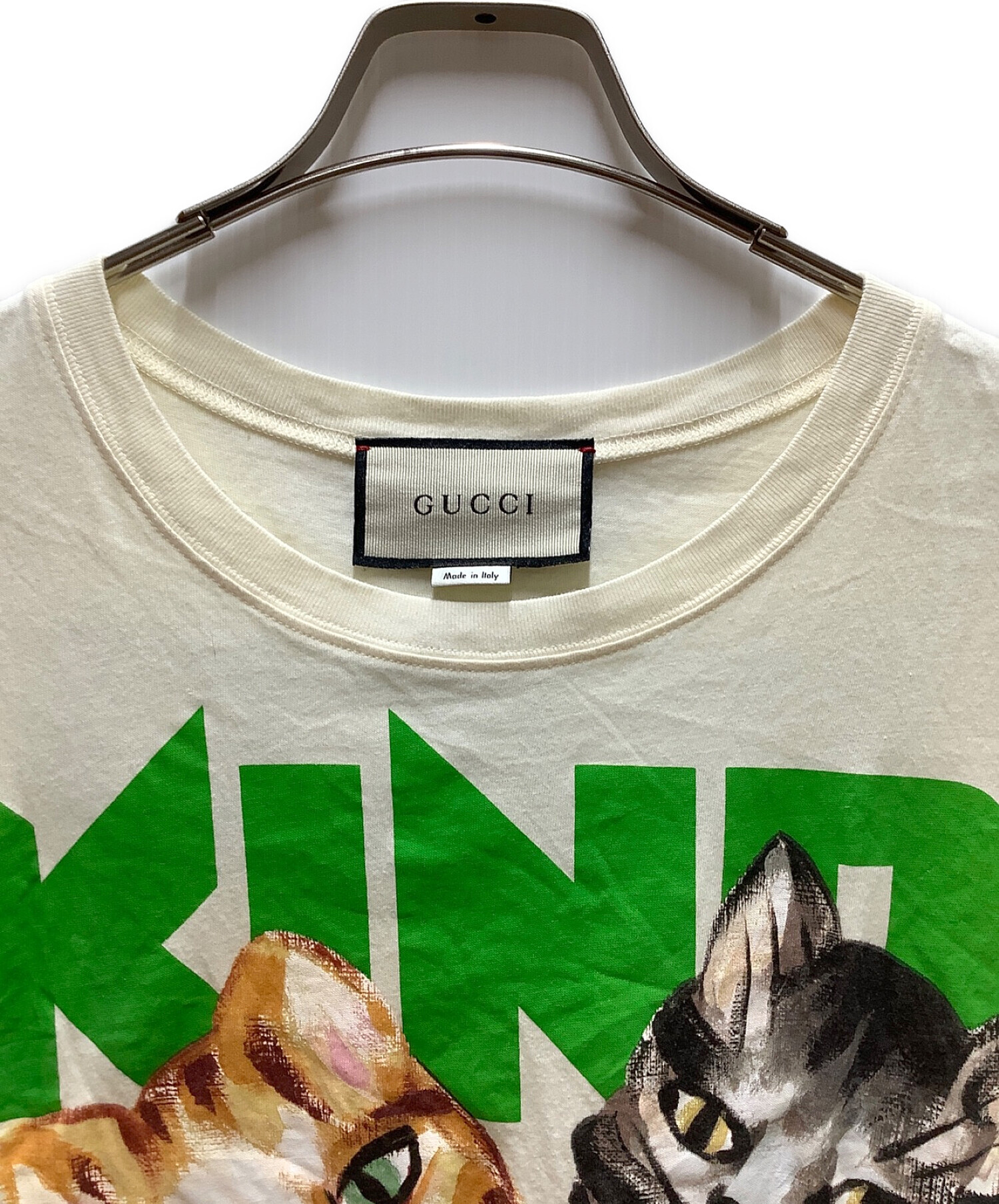GUCCI (グッチ) キャットプリントTシャツ アイボリー サイズ:XXS