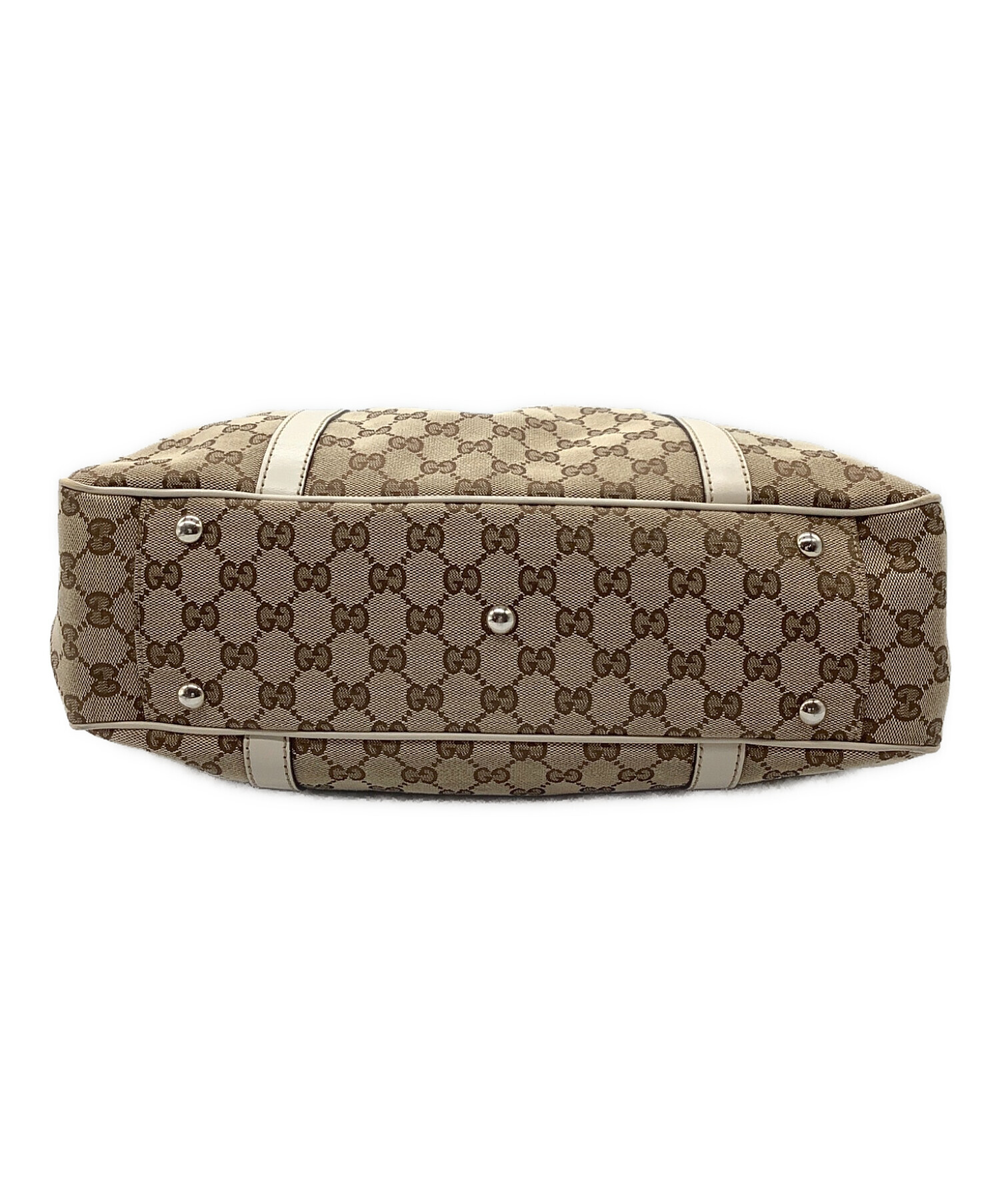 中古・古着通販】GUCCI (グッチ) GG レザートートバッグ ベージュ