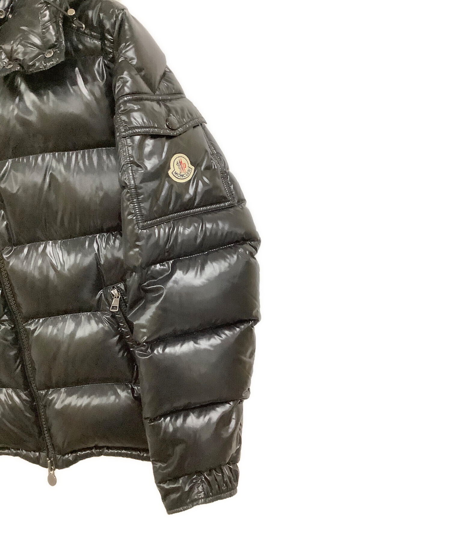 MONCLER (モンクレール) マヤ アームロゴワッペン フーディーダウンジャケット ブラック サイズ:2