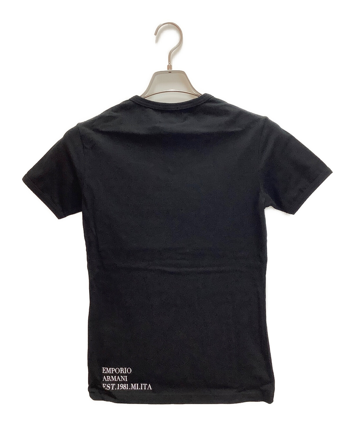 EMPORIO ARMANI (エンポリオアルマーニ) ワッペン　ＶネックTシャツ ブラック サイズ:S 未使用品