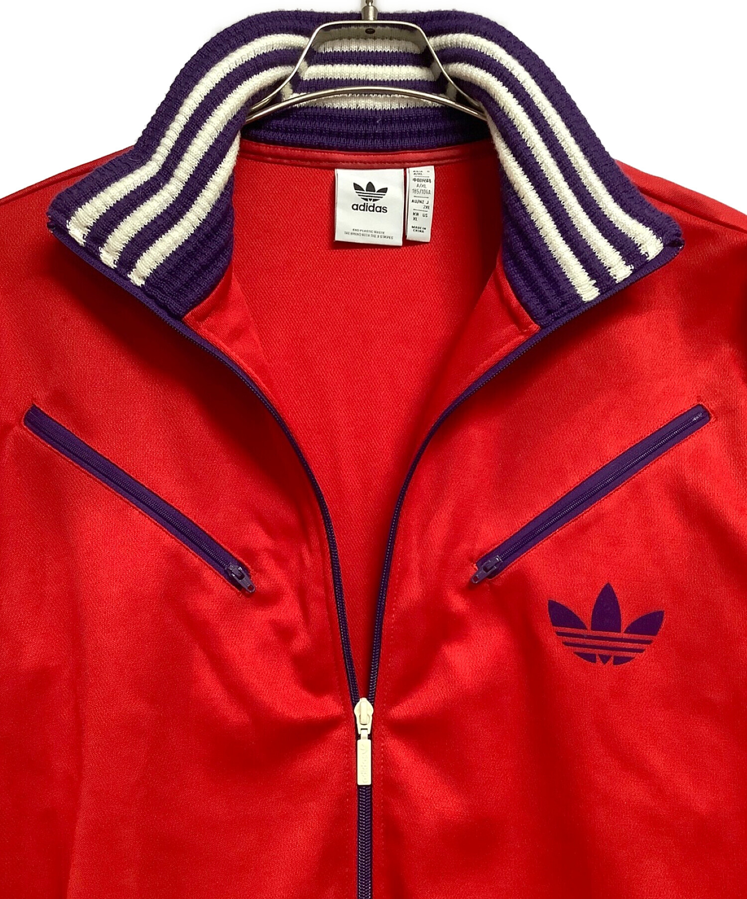 adidas (アディダス) セットアップジャージ レッド サイズ:XL