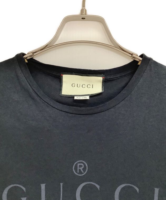 中古・古着通販】GUCCI (グッチ) ロゴTシャツ/カットソー ネイビー 