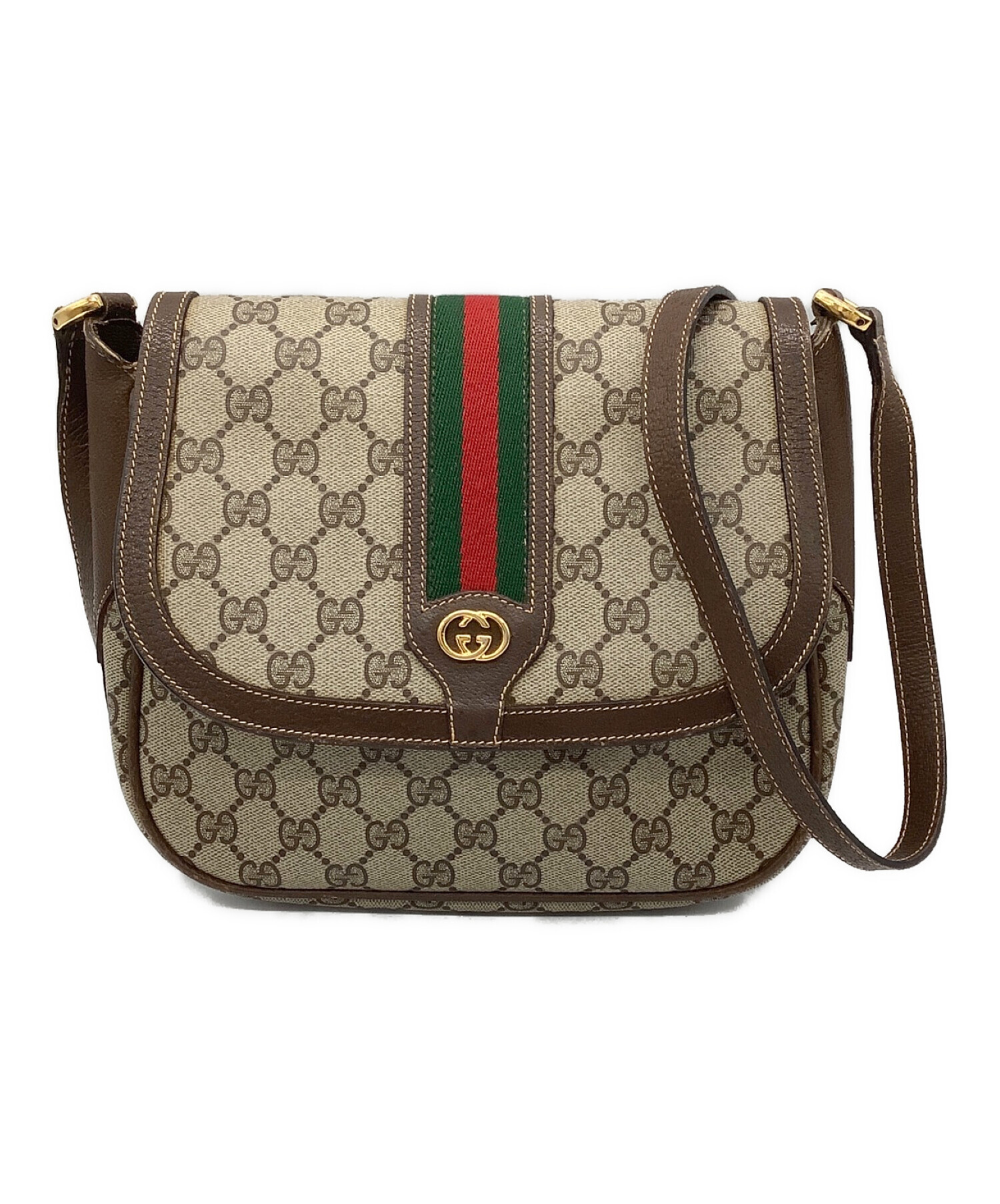 GUCCI (グッチ) OLD GUCCI シェリーライン ショルダーバッグ ベージュ