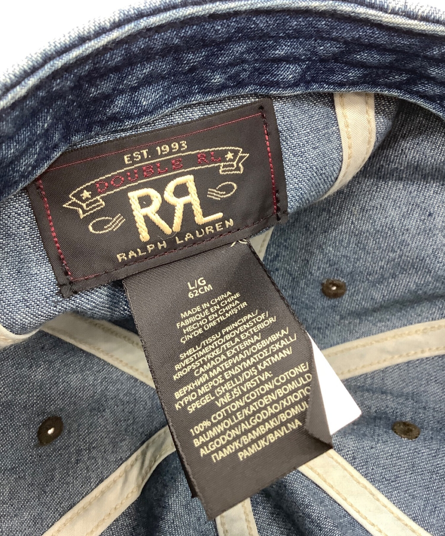 RRL (ダブルアールエル) デニムサービスキャップ ネイビー サイズ:62㎝