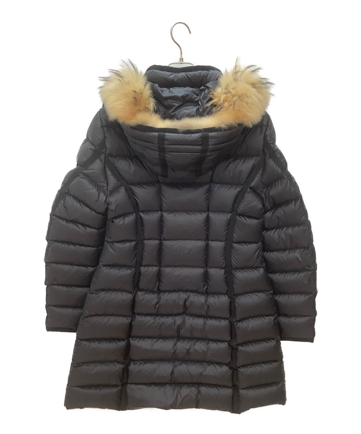 MONCLER (モンクレール) ファー付ダウンコート ブラック サイズ:4