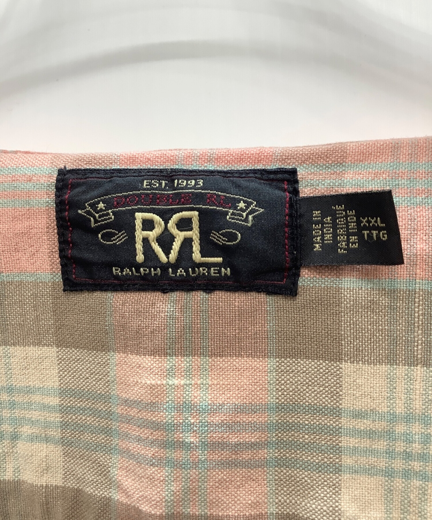 RRL (ダブルアールエル) プラッド ウーブン ワークシャツ ピンク×ベージュ サイズ:XXL