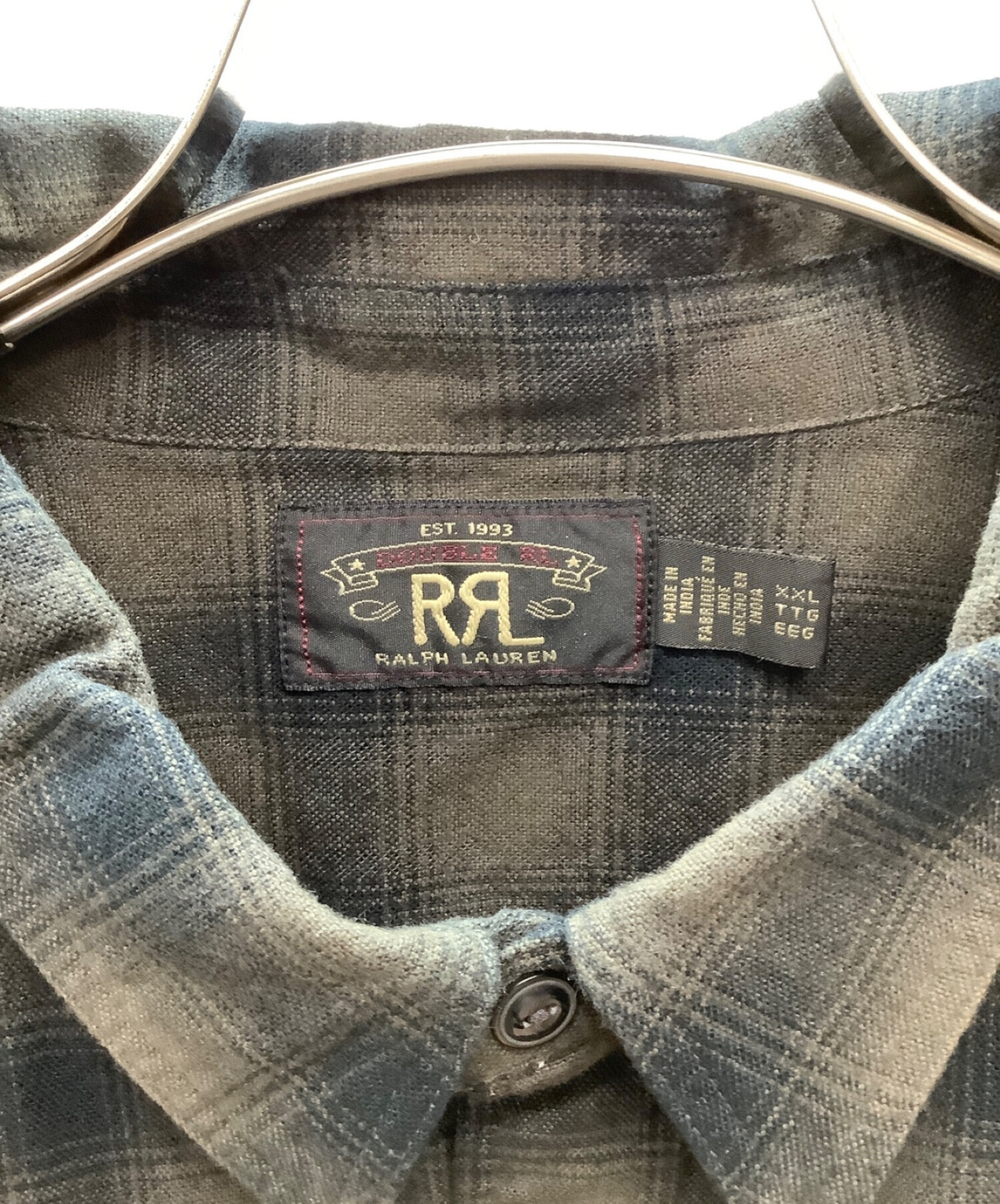 RRL (ダブルアールエル) ワークシャツ ブラウン×ブラック サイズ:XXL