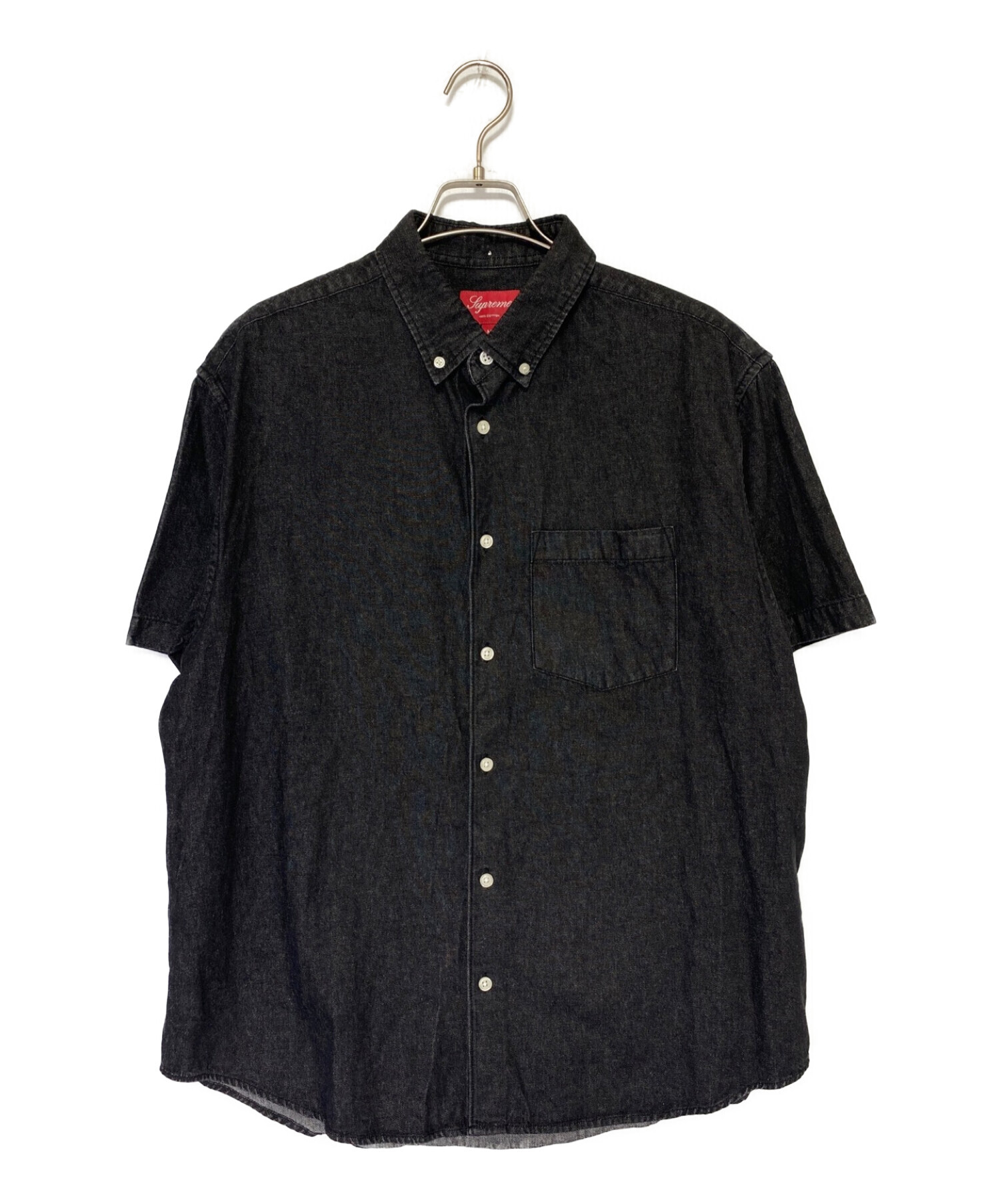 BLACK Embossed Denim S/S Shirt 《size L》