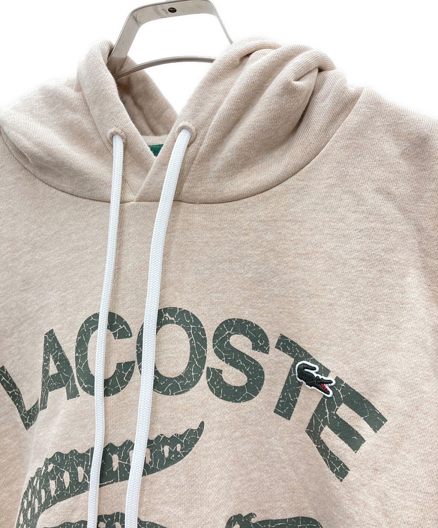 中古・古着通販】LACOSTE (ラコステ) プルオーバーパーカー ベージュ