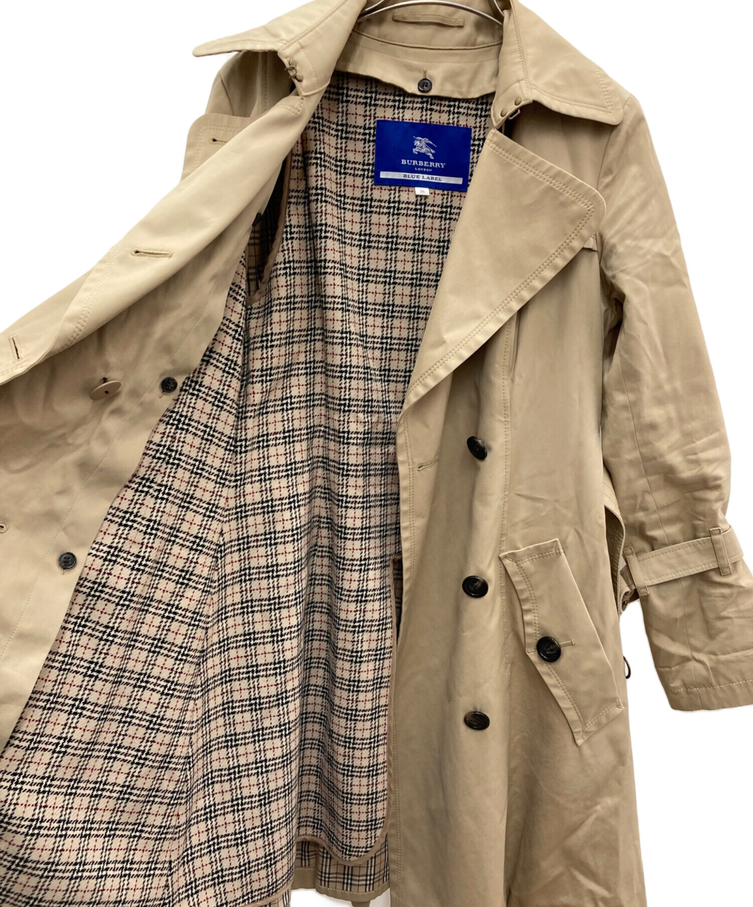 中古・古着通販】BURBERRY BLUE LABEL (バーバリーブルーレーベル) トレンチコート カーキ サイズ:M｜ブランド・古着通販  トレファク公式【TREFAC FASHION】スマホサイト