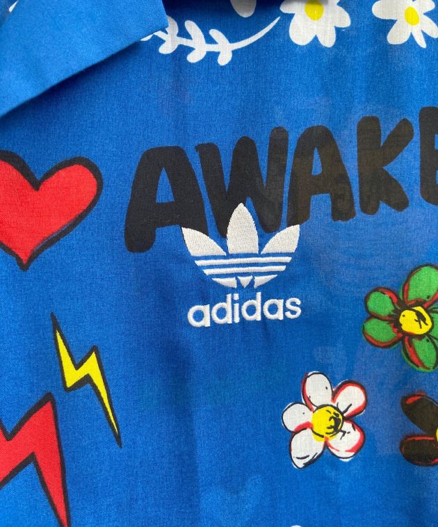 adidas (アディダス) PharrellWilliams (ファレルウィリアムス) アロハシャツ ブルー サイズ:M