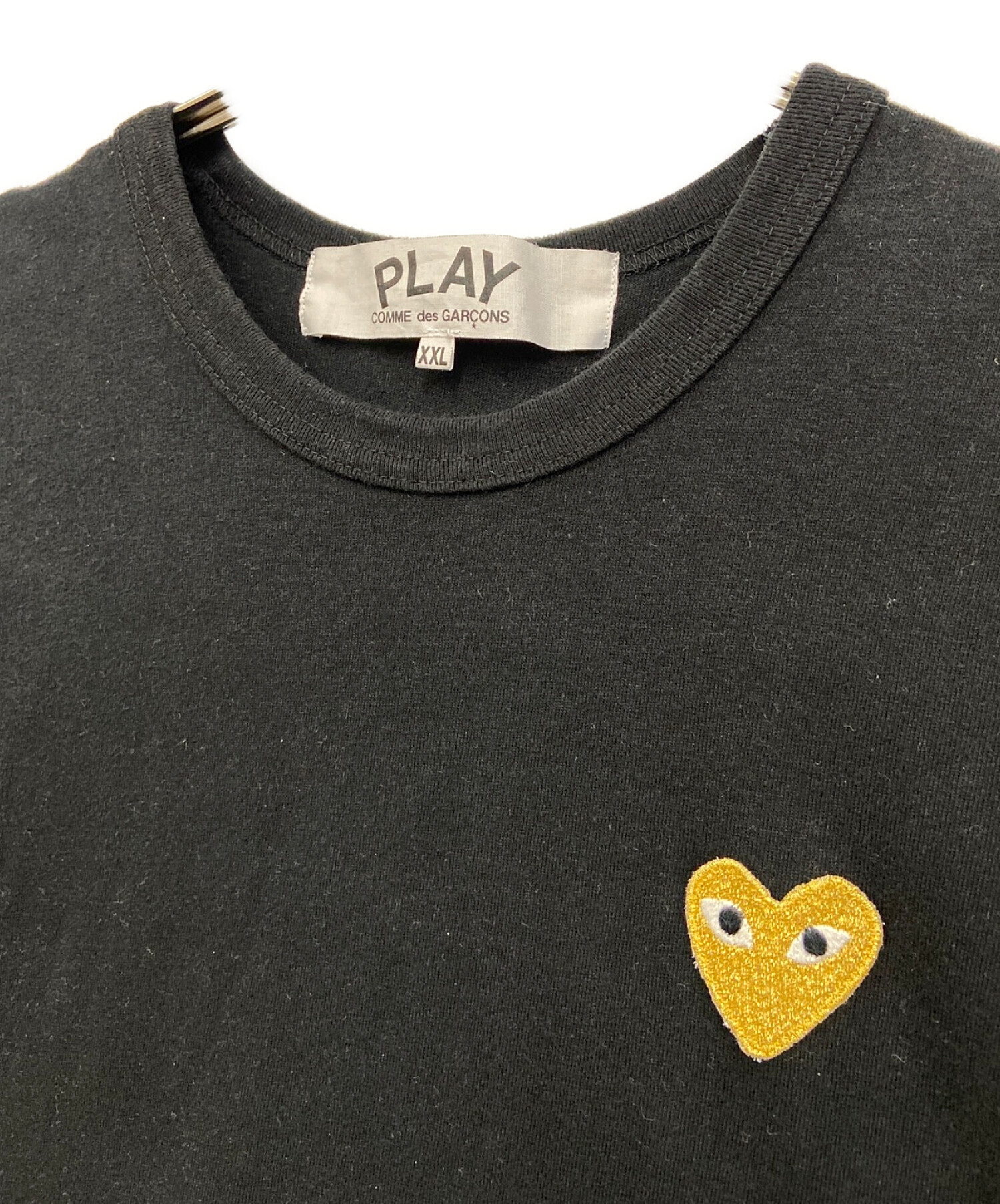 PLAY COMME des GARCONS (プレイ コムデギャルソン) ロゴ刺繍Tシャツ ブラック サイズ:XXL