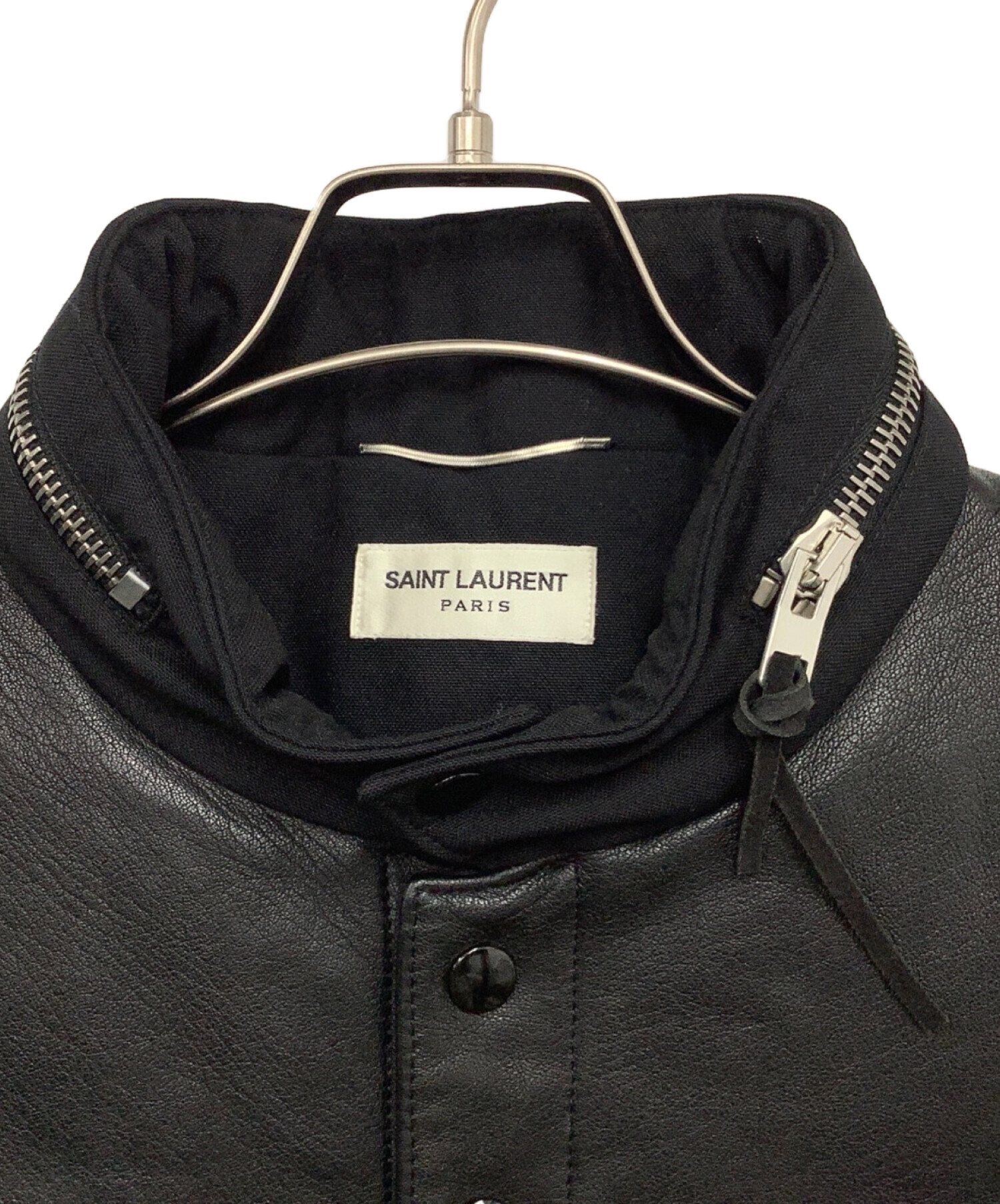 中古・古着通販】Saint Laurent Paris (サンローランパリ) 切替レザーダウンベスト ブラック サイズ:M｜ブランド・古着通販  トレファク公式【TREFAC FASHION】スマホサイト