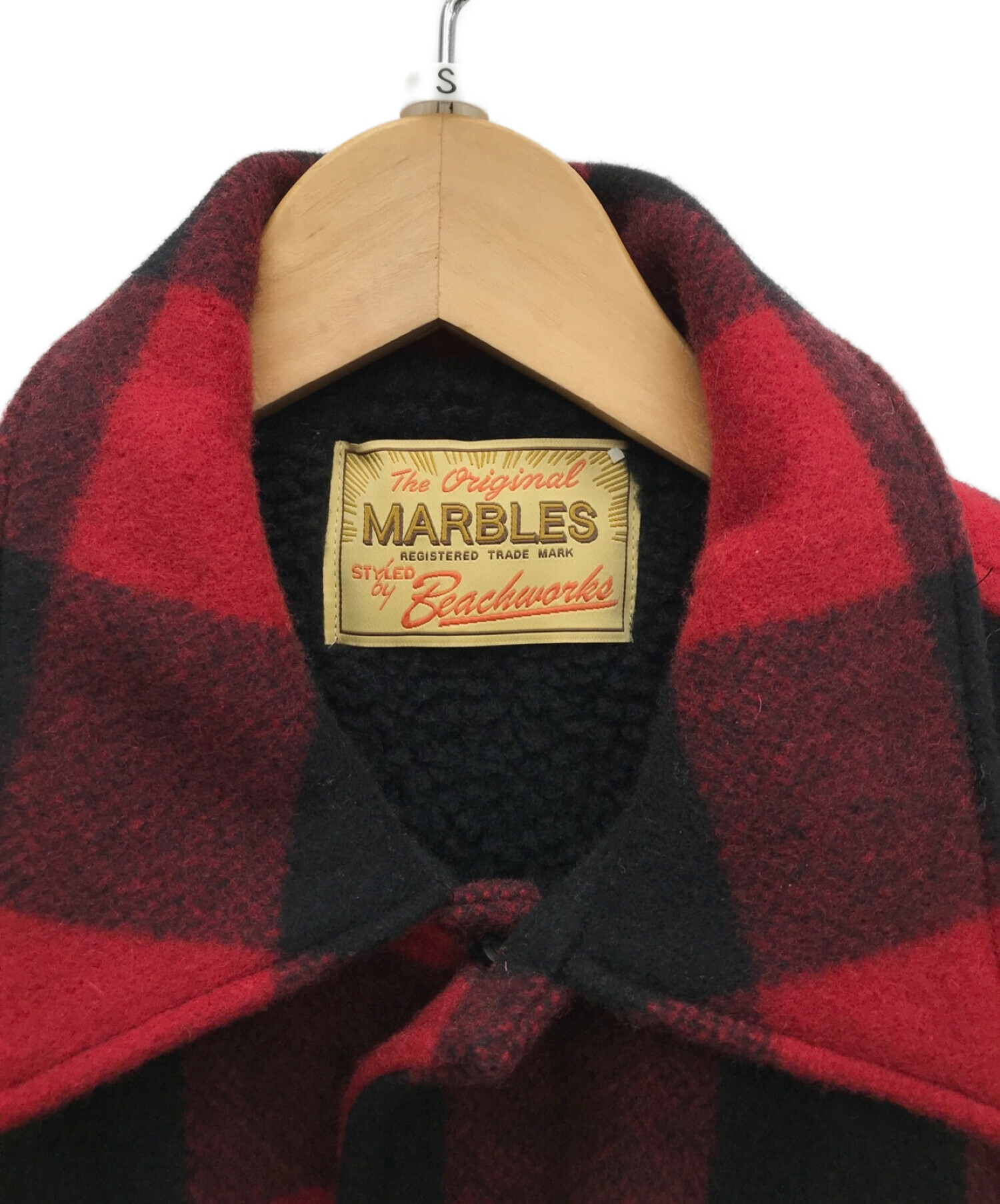 MARBLES (マーブルズ) バッファローチェックボアジャケット ブラック×レッド サイズ:S 未使用品