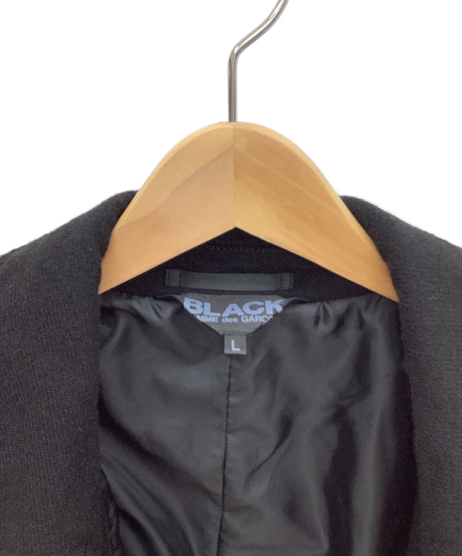 BLACK COMME des GARCONS (ブラックコムデギャルソン) 製品染めウールステンカラーコート ブラック サイズ:L