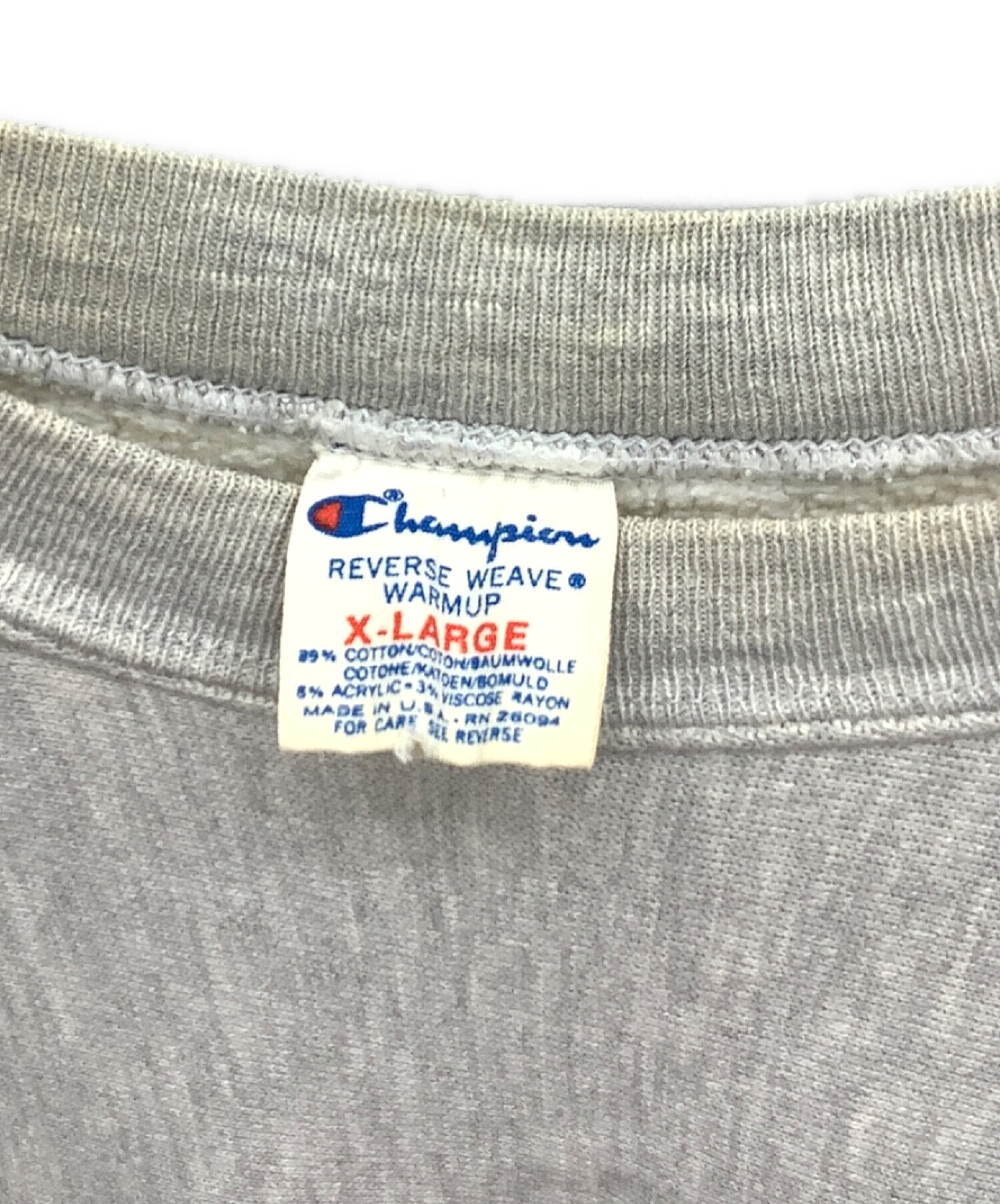 Champion (チャンピオン) カレッジロゴリバースウィーブスウェット 80'S~90'S トリコタグ後期 グレー サイズ:X-LARGE