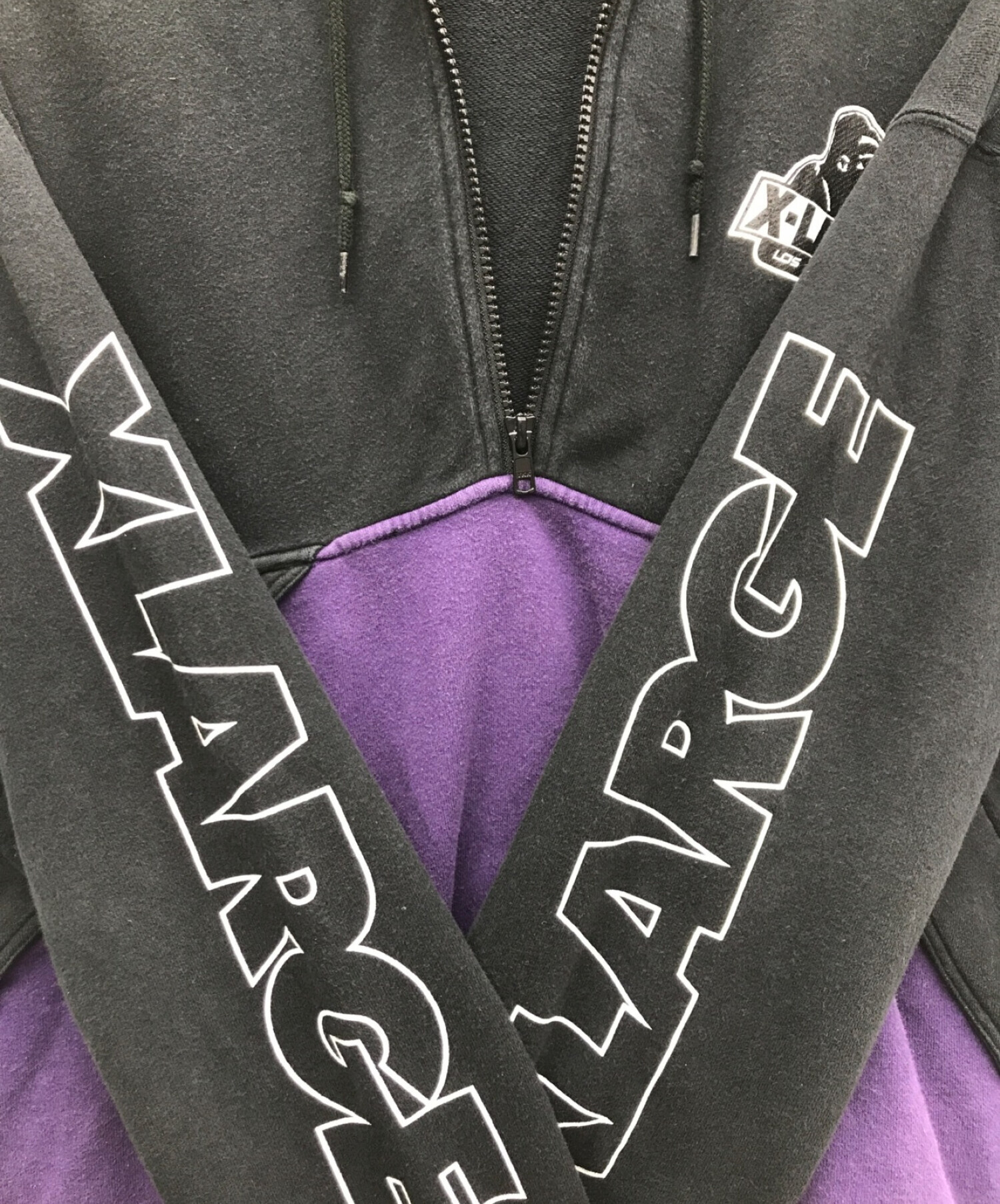 X-LARGE (エクストララージ) ハーフジップパーカー パープル×ブラック サイズ:M