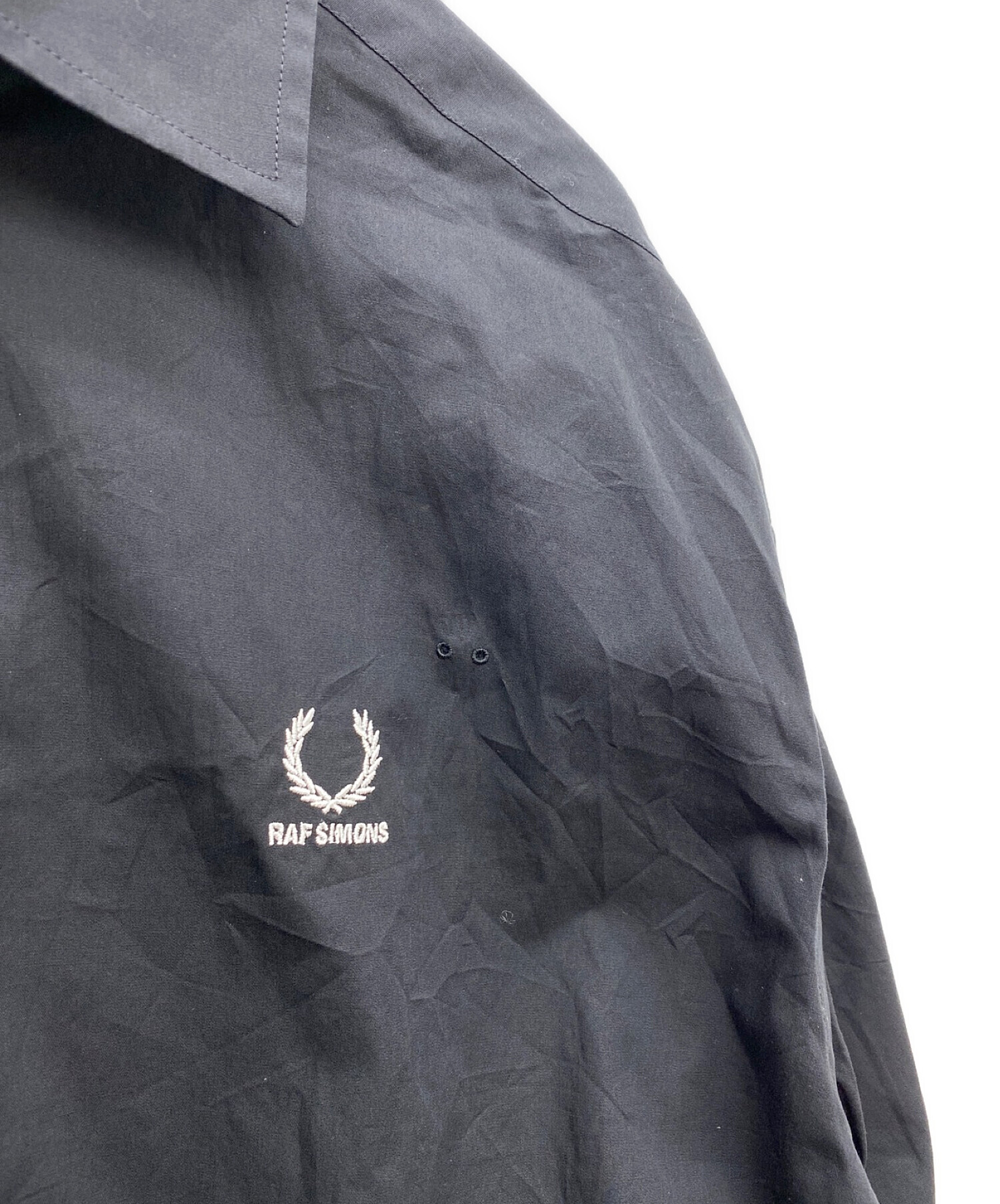 FRED PERRY (フレッドペリー) RAF SIMONS (ラフシモンズ) バックパッチオーバーサイズシャツ ブラック サイズ:M