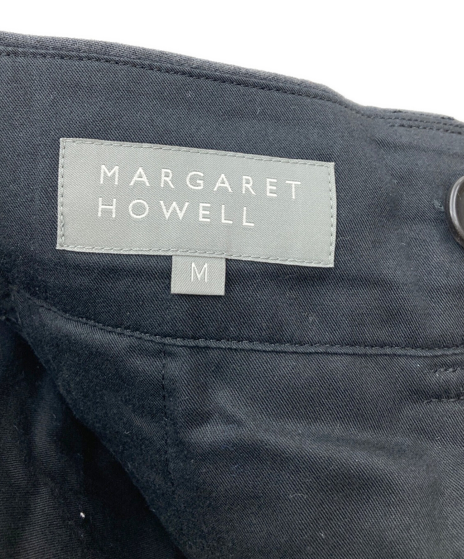 MARGARET HOWELL (マーガレットハウエル) YARN DYE COTTON PLAINWEAVE パンツ ブラック サイズ:M