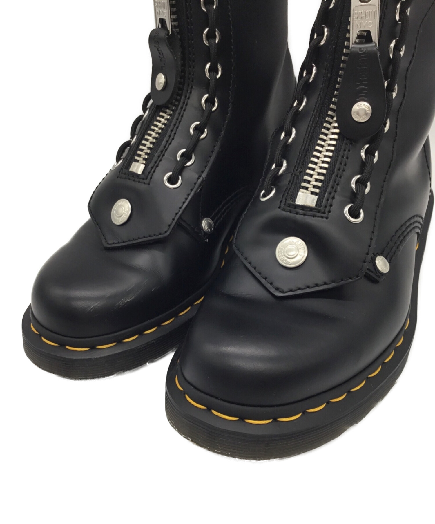 Dr.Martens × Schott (ドクターマーチン×ショット) 8ホールブーツ ブラック サイズ:UK6