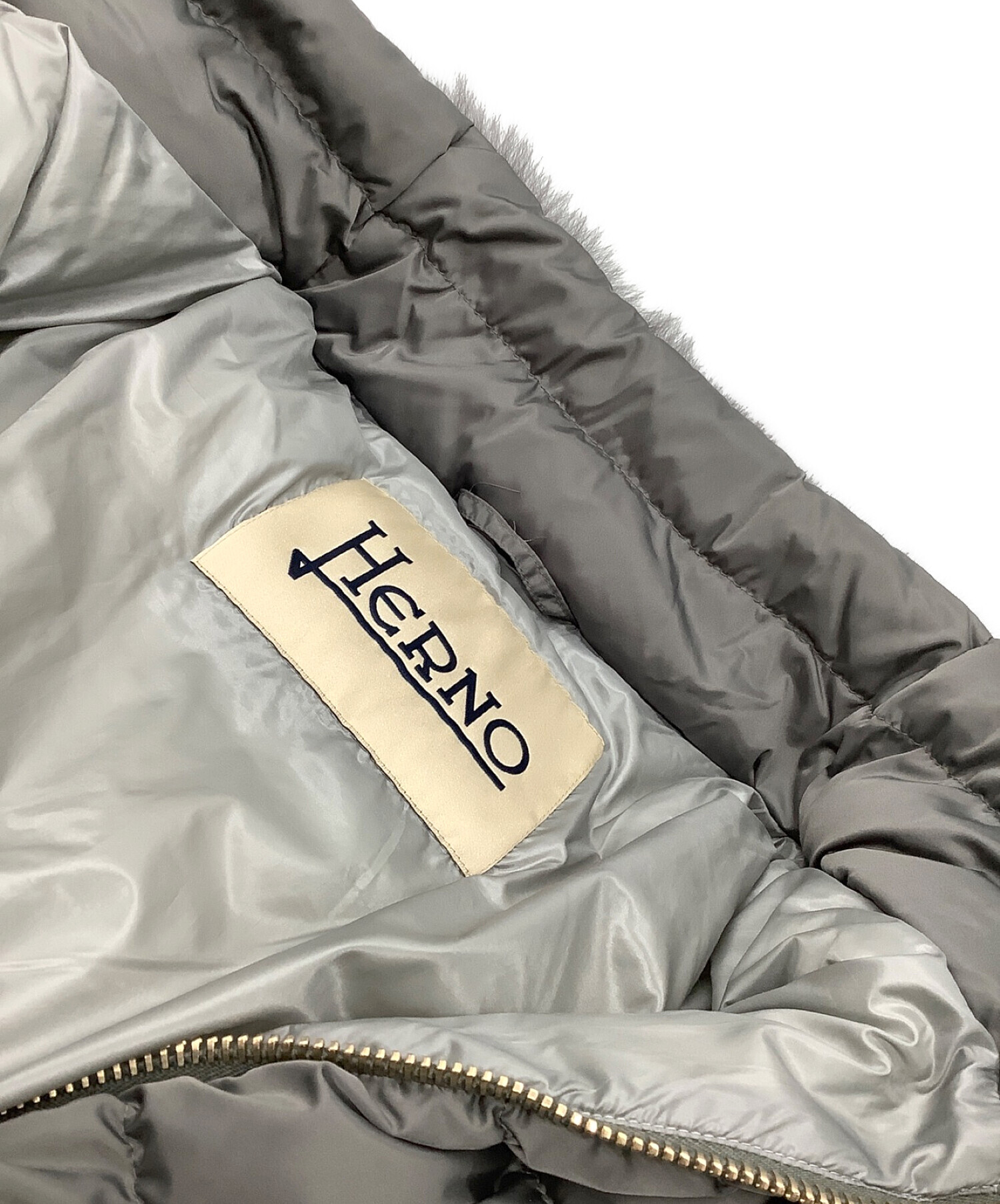 【撥水】HERNO ヘルノ ダウンジャケット ハイネック 8分袖 グレー1Q34