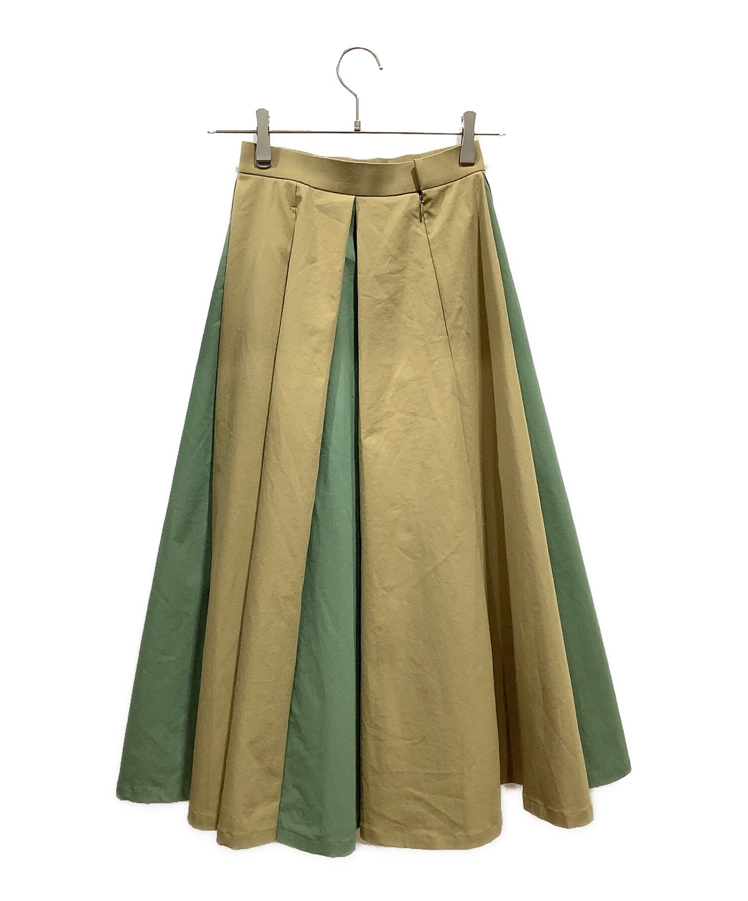 Banner Barrett (バナーバレット) MAKIKANEKO 配色フレアスカート ブラウン×グリーン サイズ:34