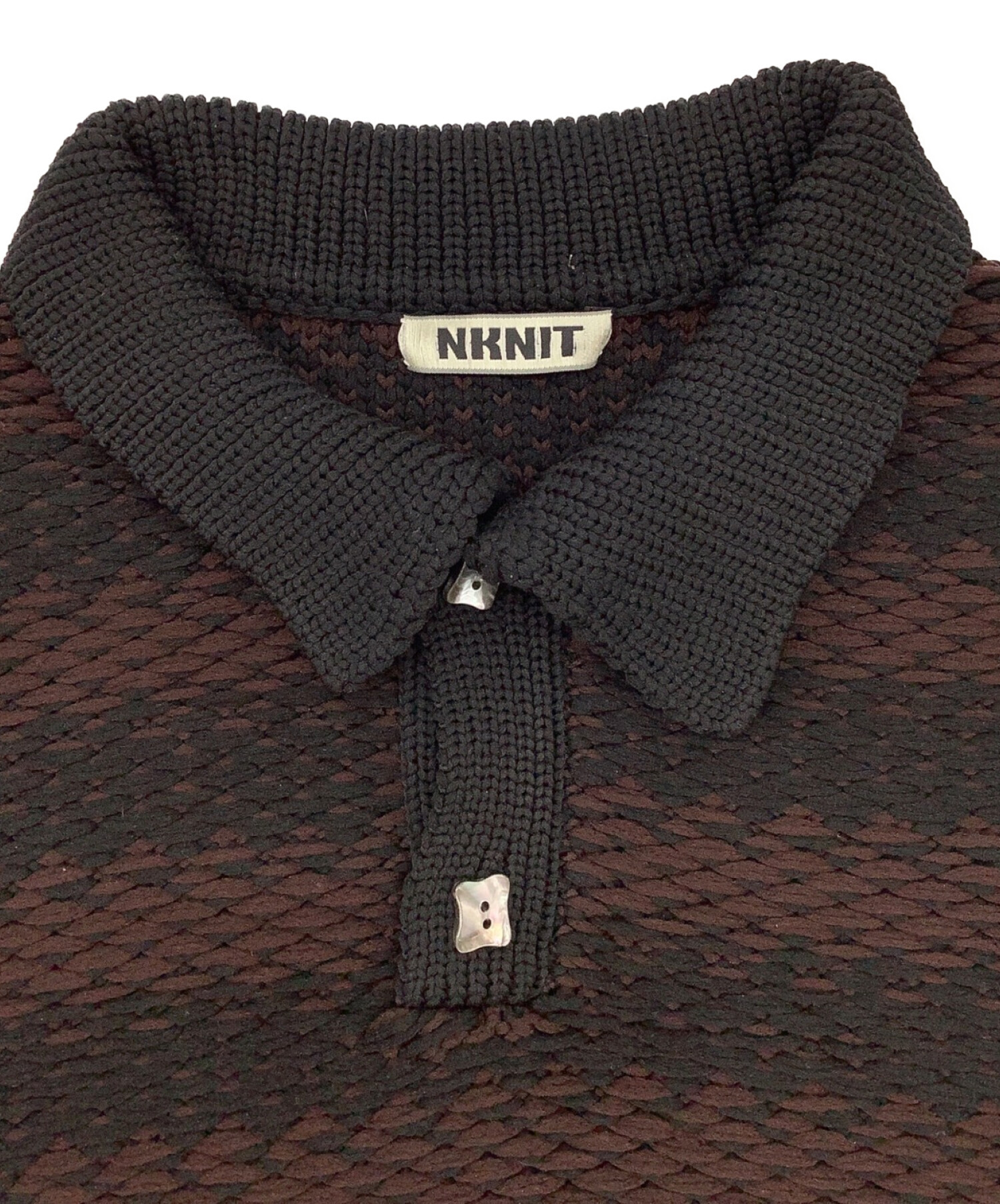 中古・古着通販】NKNIT (ンニット) striped sponge knit ブラックx