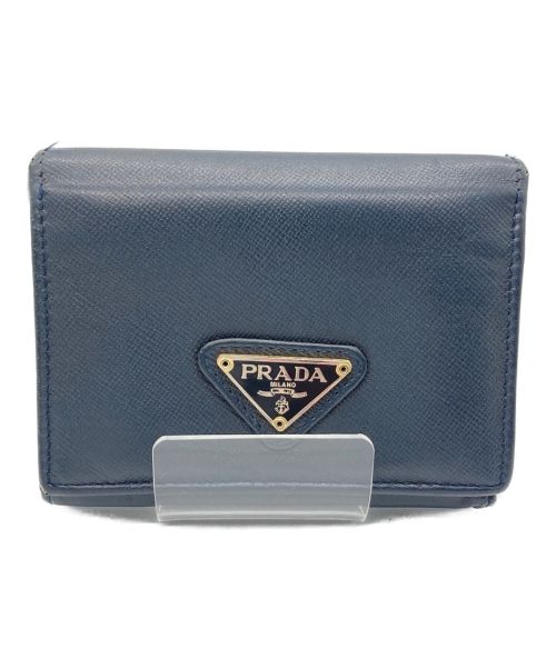 【中古・古着通販】PRADA (プラダ) 3つ折り財布 ネイビー サイズ