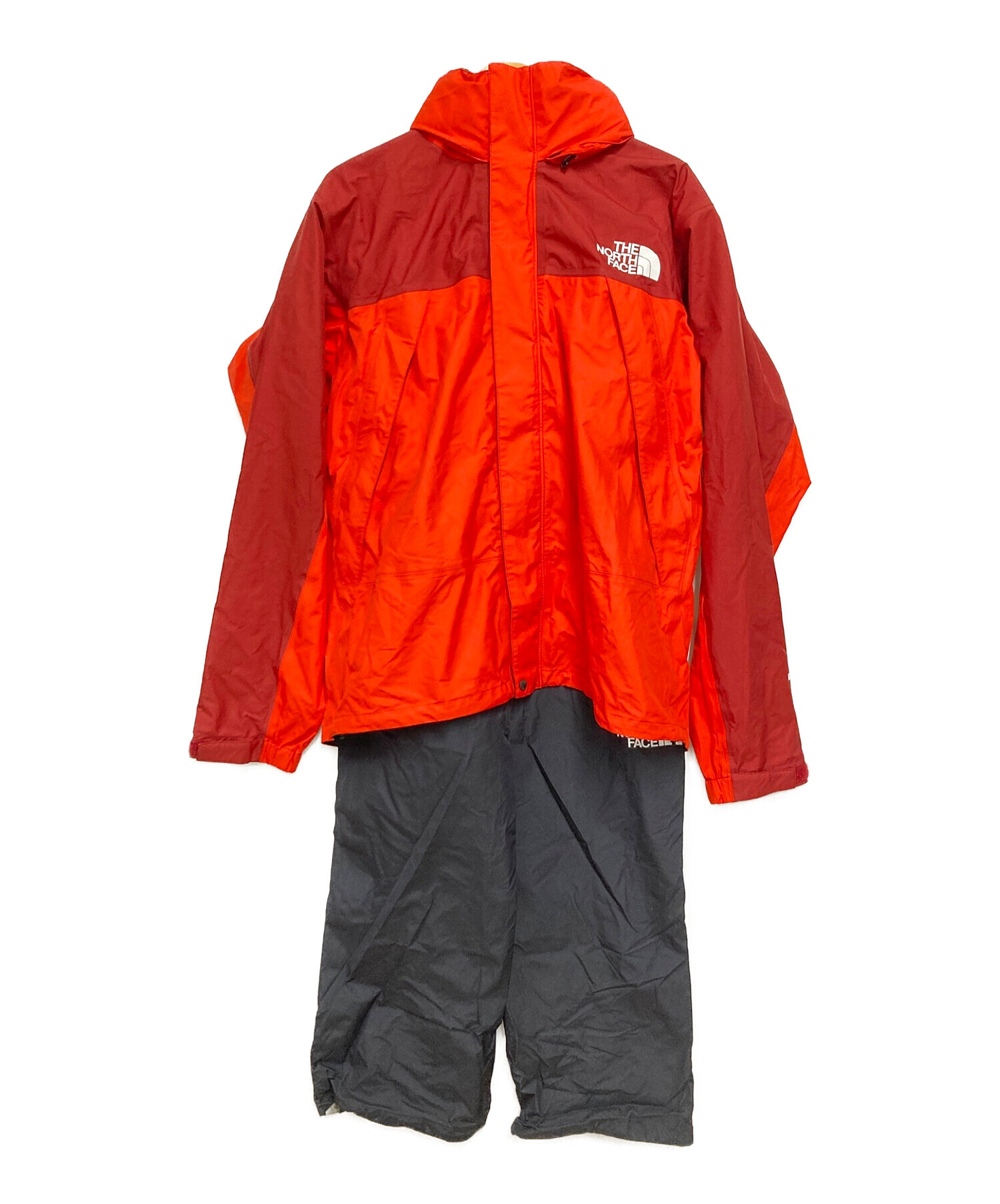 THE NORTH FACE (ザ ノース フェイス) レインスーツ（セットアップ） レッド×ブラック サイズ:XLサイズ