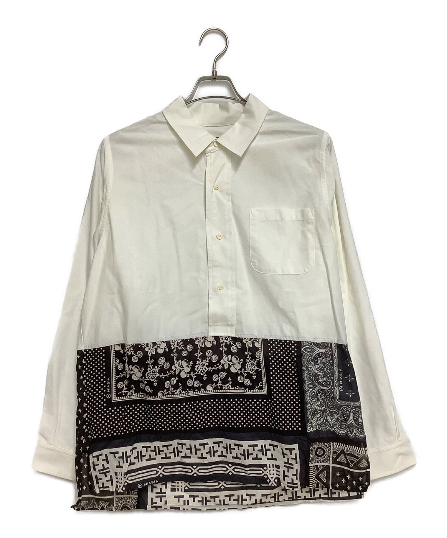 VISVIM (ビズビム) TALBOT P.O. SHIRT L/S ホワイト×ネイビー サイズ:3