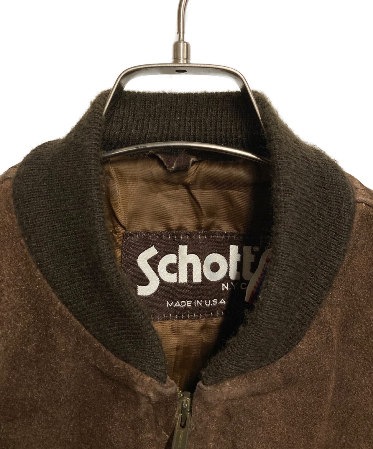 Schott (ショット) MA-1 スウェードジャケット ブラウン サイズ:M