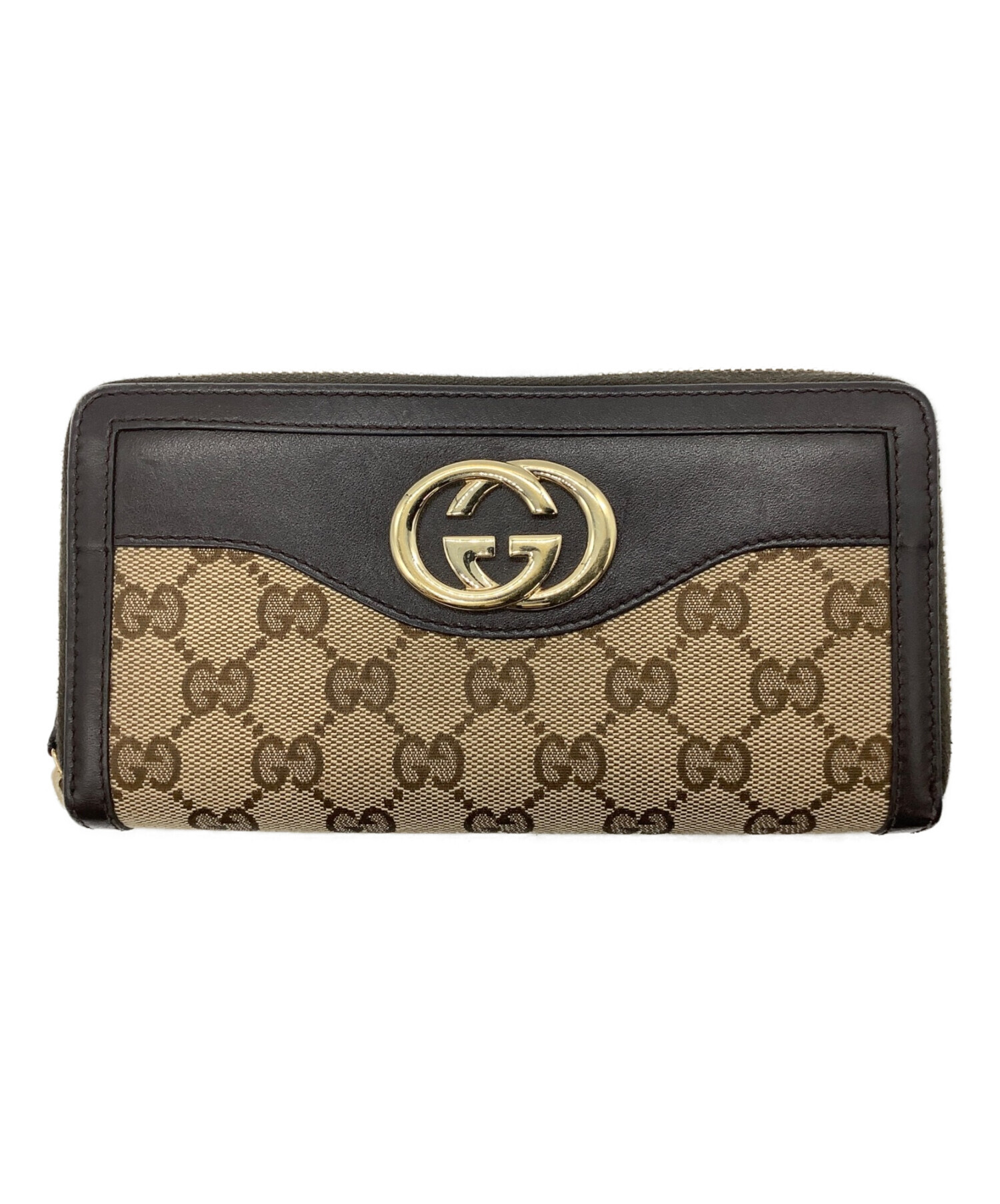 中古・古着通販】GUCCI (グッチ) ラウンドファスナー長財布 ブラウン