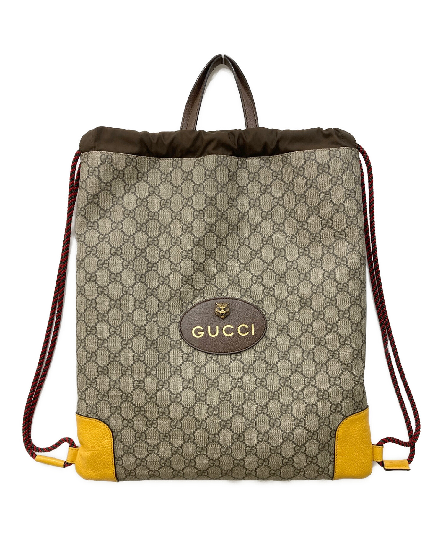 中古・古着通販】GUCCI (グッチ) ドローストリングナップサック ブラウン×イエロー｜ブランド・古着通販 トレファク公式【TREFAC  FASHION】スマホサイト