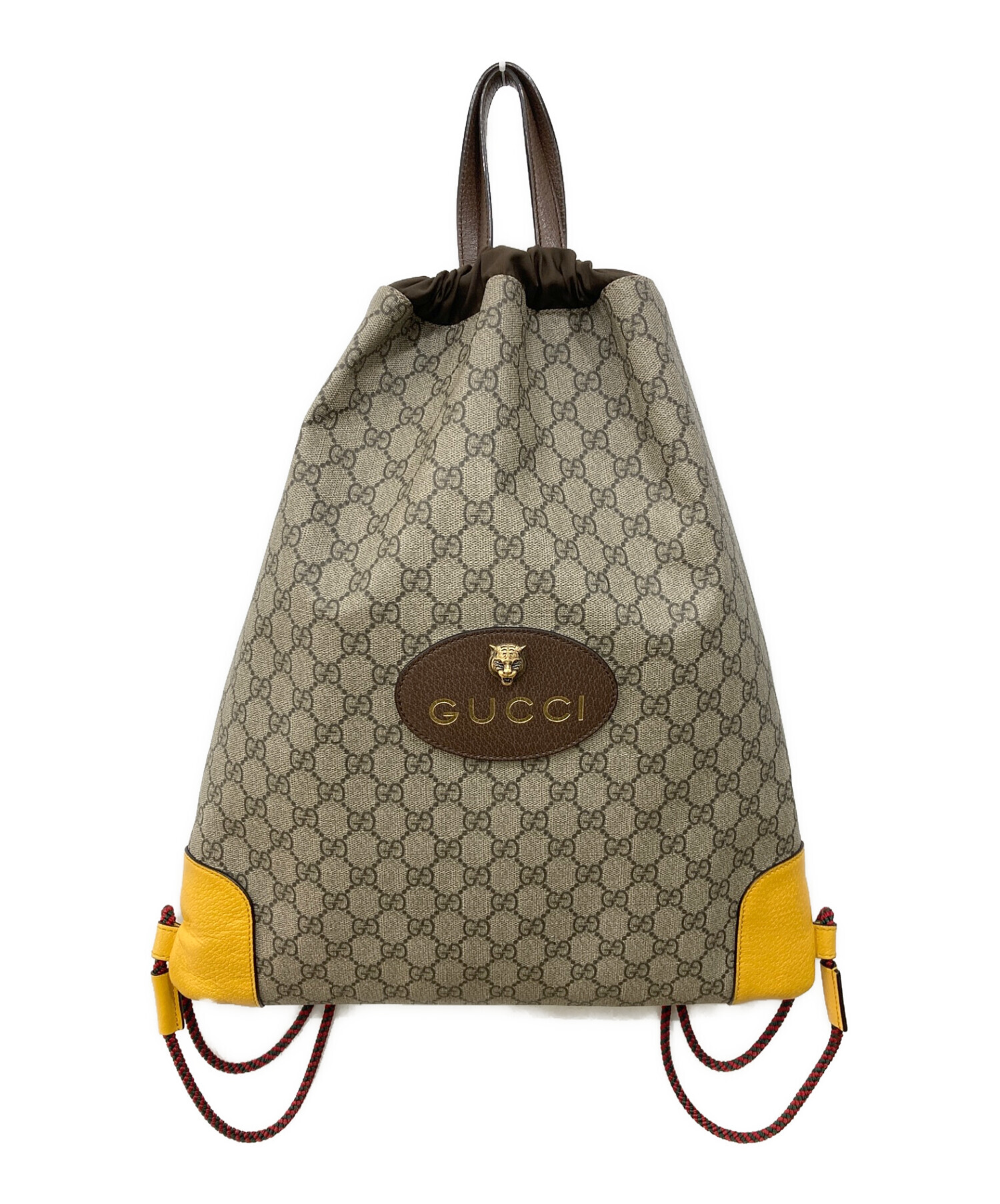 中古・古着通販】GUCCI (グッチ) ドローストリングナップサック ブラウン×イエロー｜ブランド・古着通販 トレファク公式【TREFAC  FASHION】スマホサイト