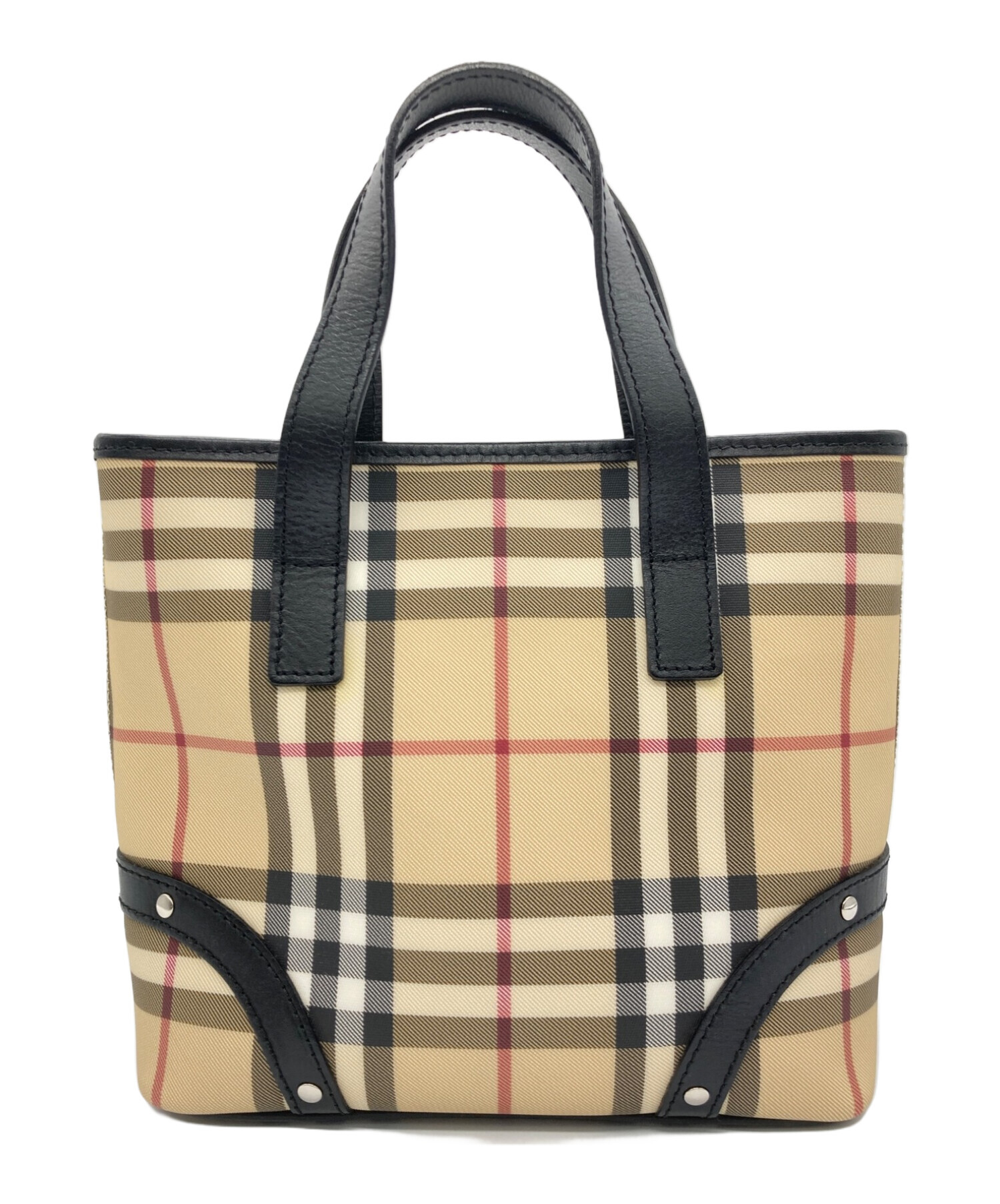 BURBERRY LONDON (バーバリーロンドン) ノバチェック柄ハンドバッグ ベージュ×ブラック