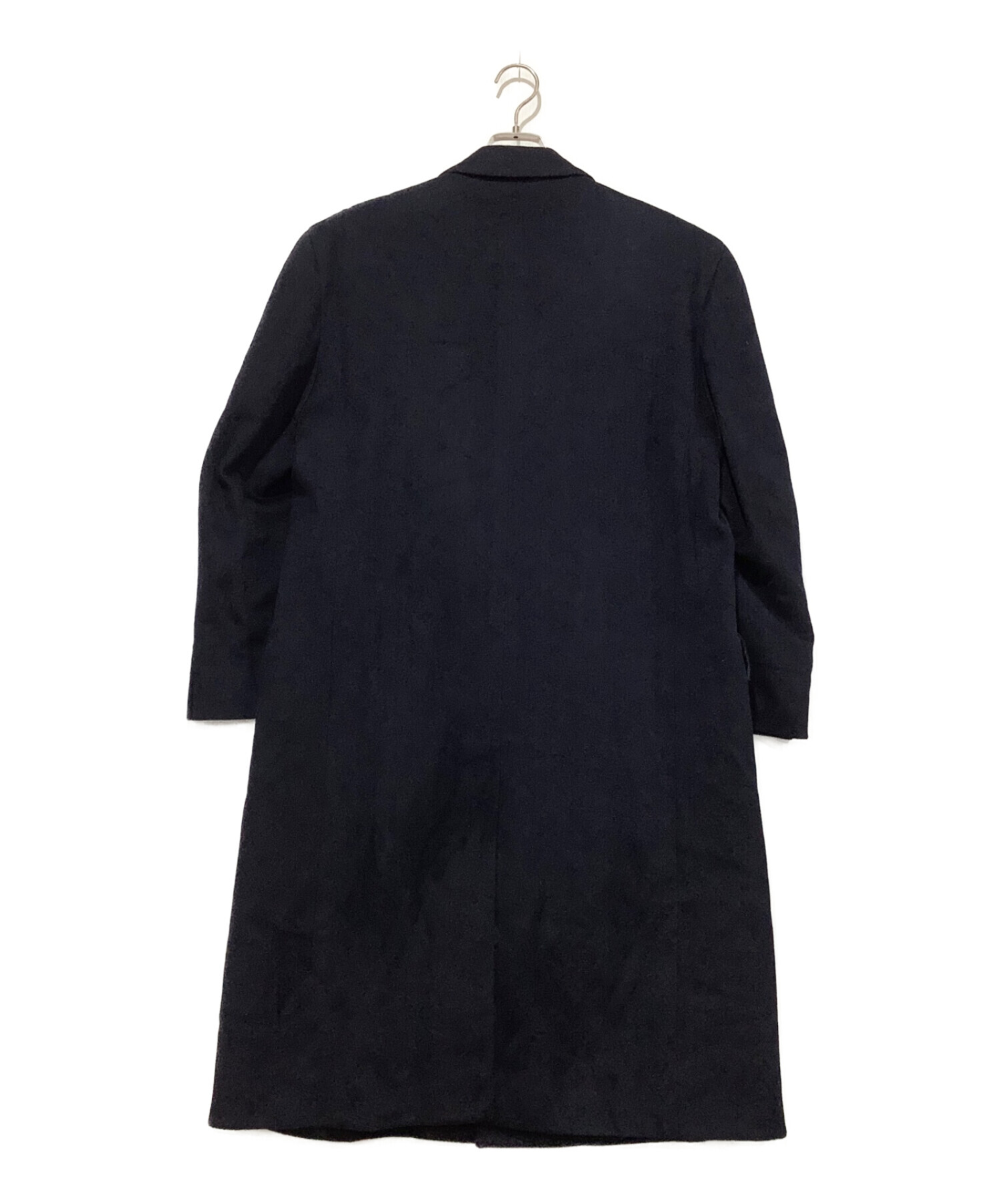 茶色のステッチ縫が素敵ですアクアスキュータム　ウールコート　濃紺　サイズ6(S)
