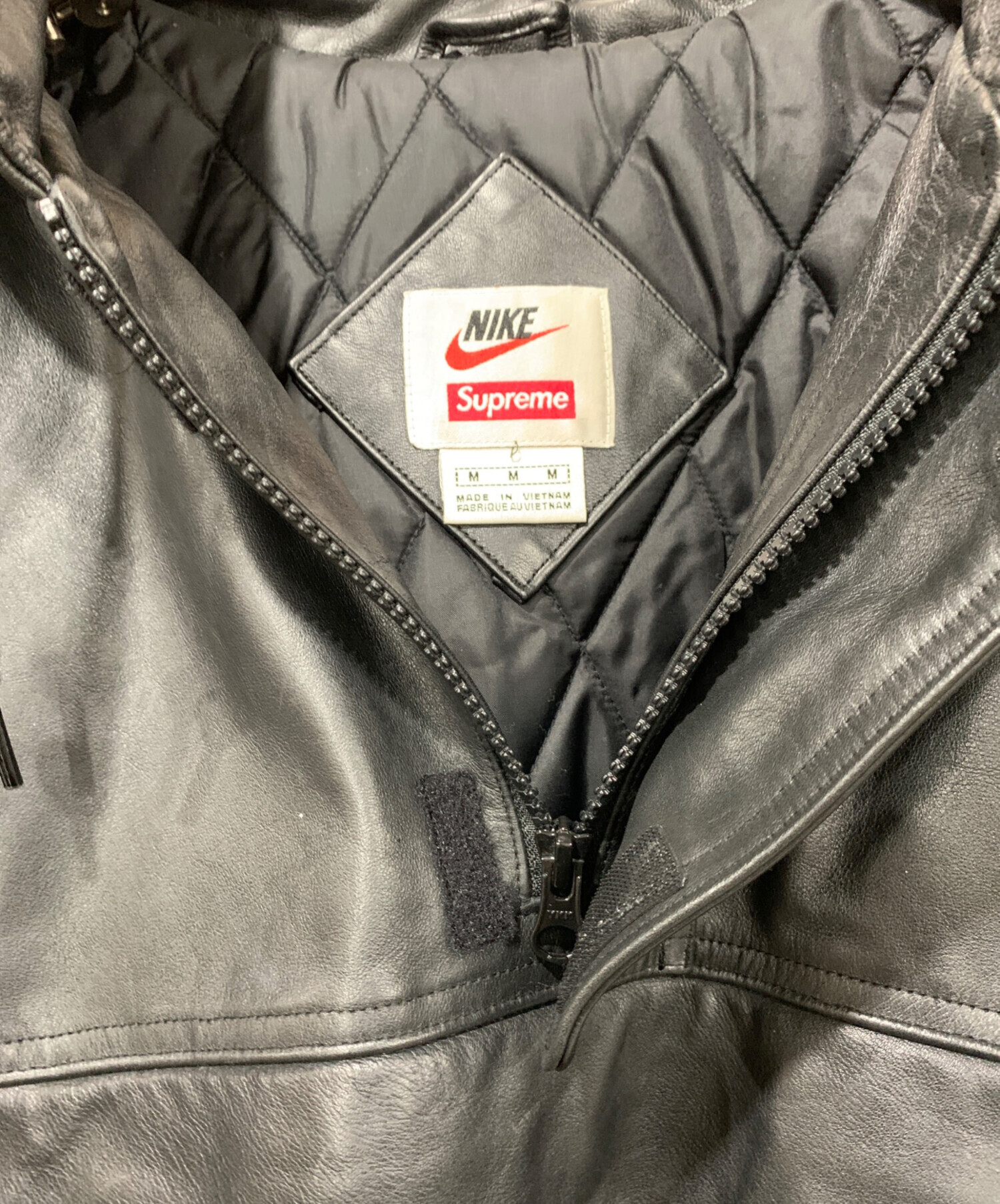 中古・古着通販】NIKE (ナイキ) SUPREME (シュプリーム) レザーアノラックパーカー ブラック サイズ:Mサイズ｜ブランド・古着通販  トレファク公式【TREFAC FASHION】スマホサイト