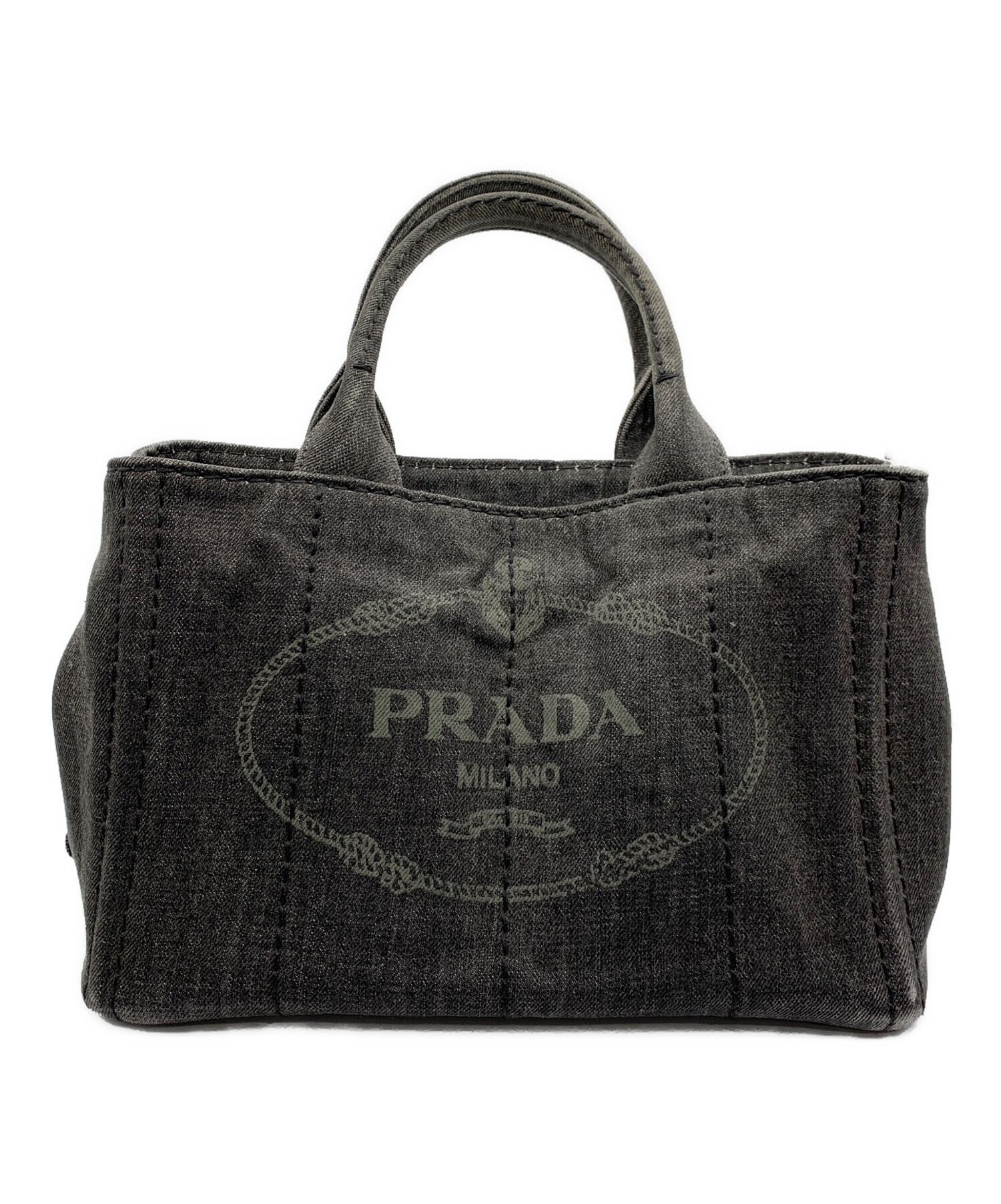 中古・古着通販】PRADA (プラダ) デニムハンドバッグ/カナパ ブラック｜ブランド・古着通販 トレファク公式【TREFAC  FASHION】スマホサイト