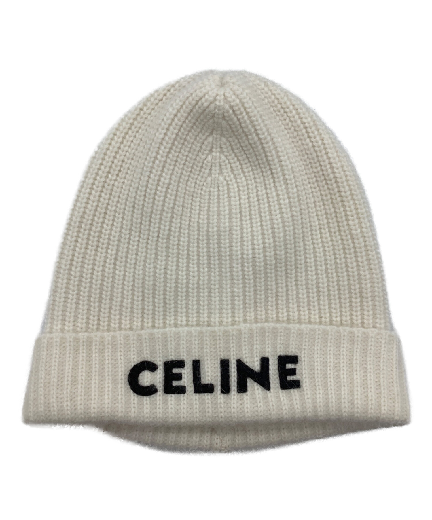 CELINE (セリーヌ) ロゴニット帽 アイボリー サイズ:TU