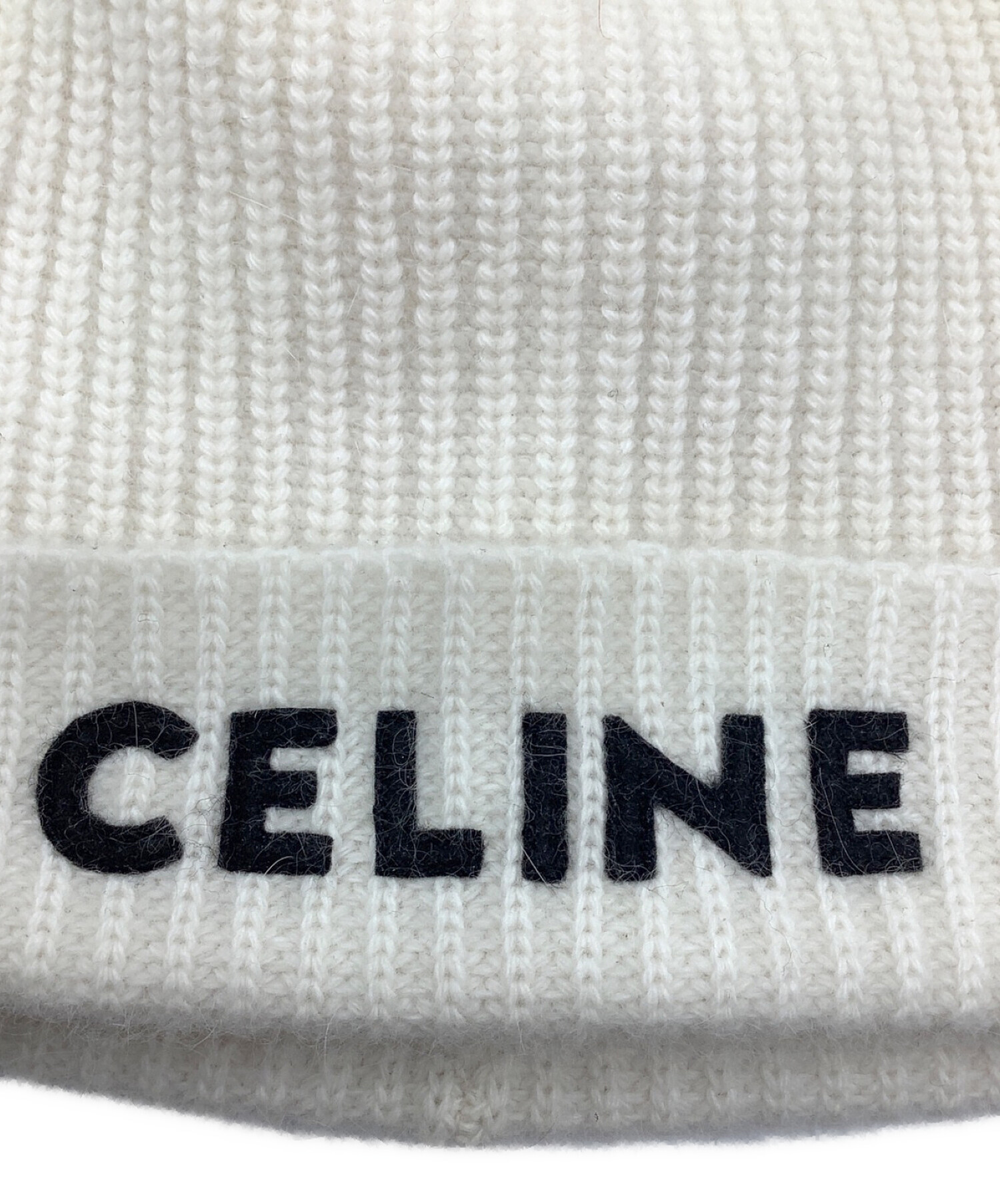 中古・古着通販】CELINE (セリーヌ) ロゴニット帽 アイボリー サイズ