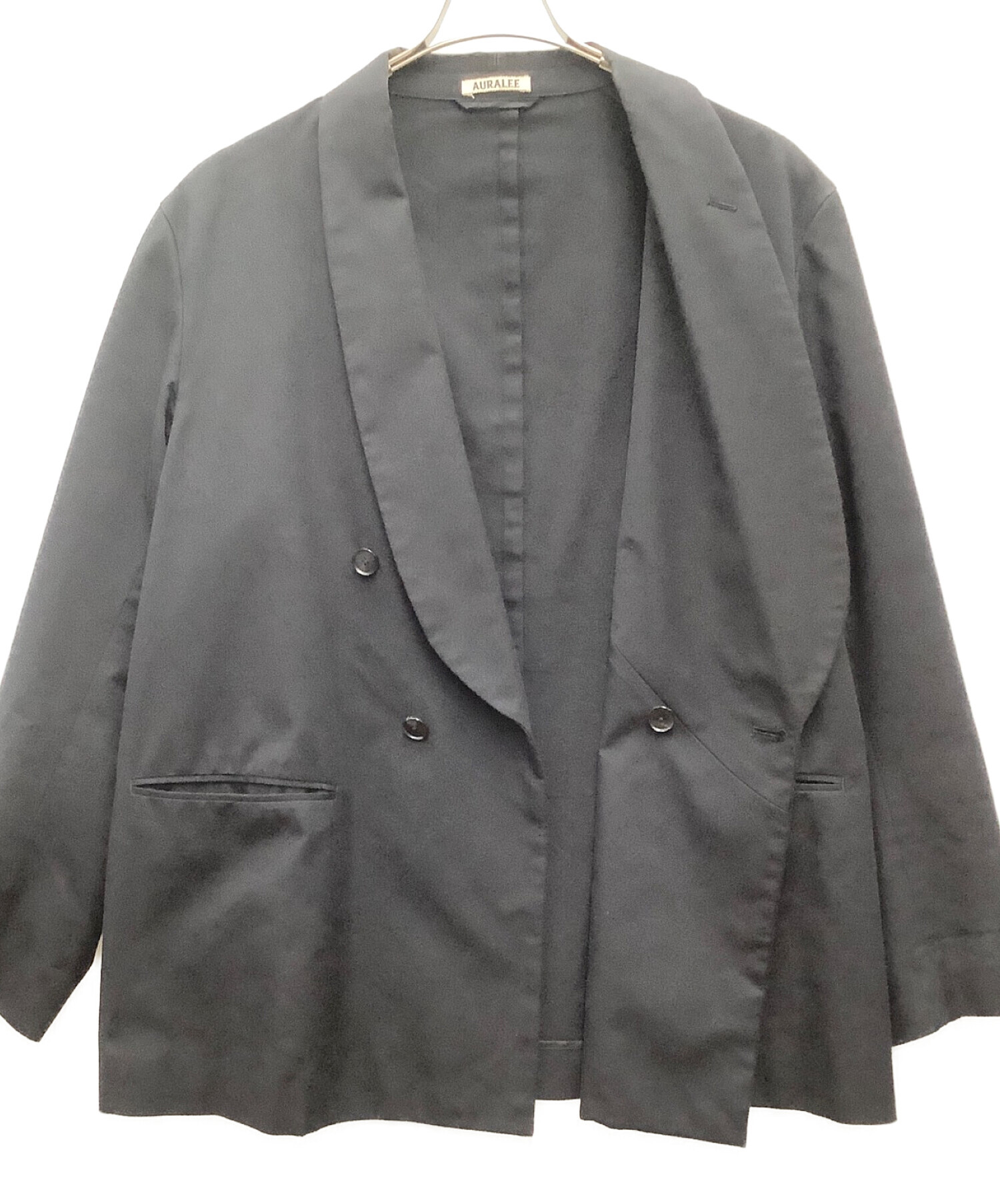 AURALEE (オーラリー) 21AW　SUPER FINE WOOL COTTON TWILL SHAWL COLLAR JACKET ブラック  サイズ:4