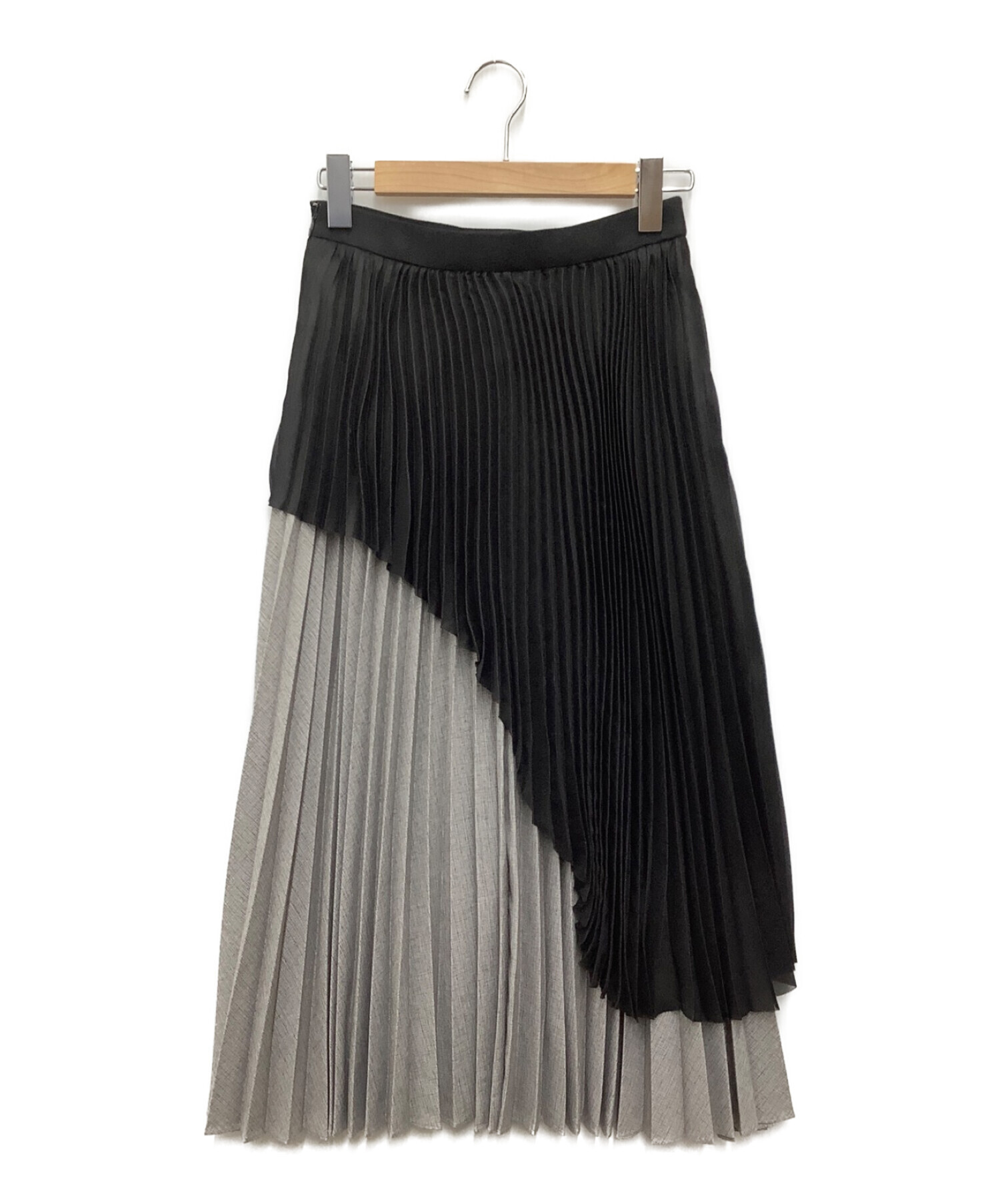 LE CIEL BLEU (ルシェルブルー) プリーツスカート ブラック×グレー サイズ:SIZE 36
