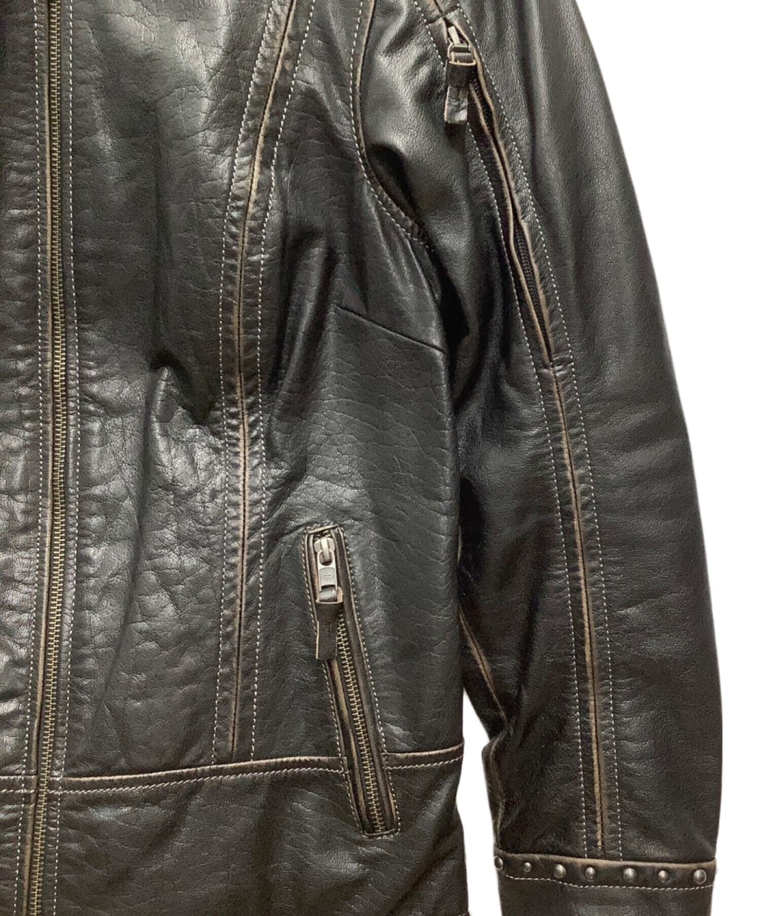 中古・古着通販】HARLEY-DAVIDSON (ハーレーダビッドソン) レザージャケット ブラック サイズ:SIZE S｜ブランド・古着通販  トレファク公式【TREFAC FASHION】スマホサイト