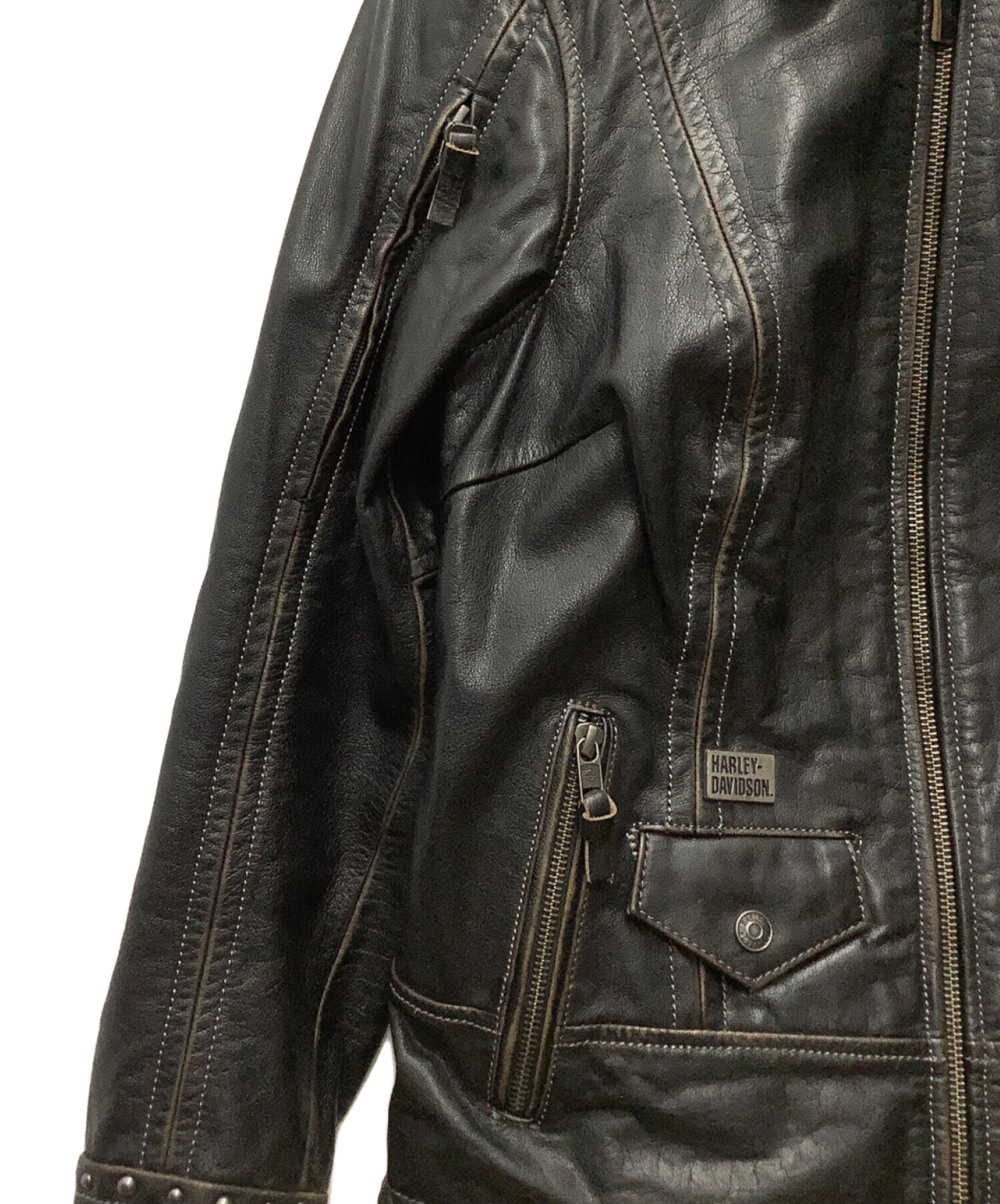 中古・古着通販】HARLEY-DAVIDSON (ハーレーダビッドソン) レザージャケット ブラック サイズ:SIZE S｜ブランド・古着通販  トレファク公式【TREFAC FASHION】スマホサイト