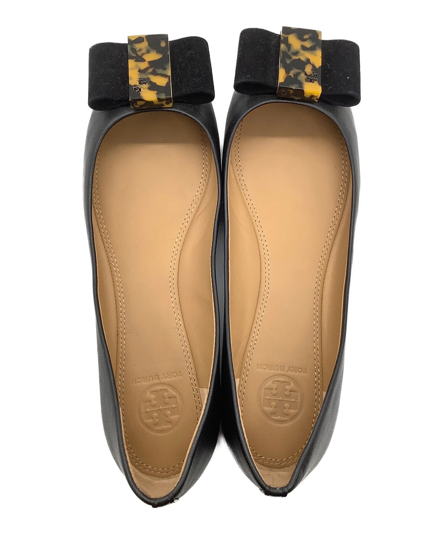 TORY BURCH (トリーバーチ) TORY BURCH　ナッパレザーバレエシューズ ブラック サイズ:7　1/2