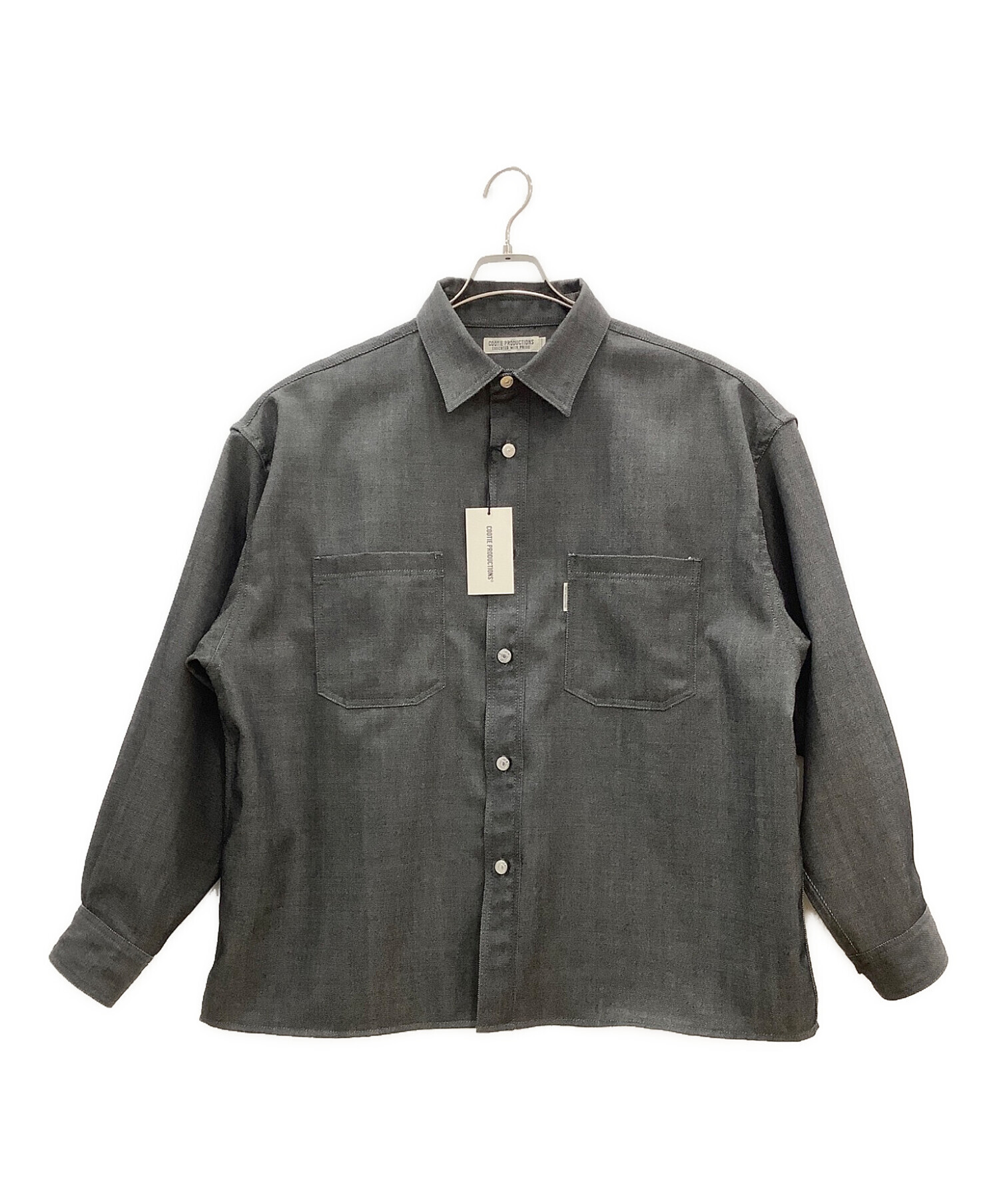 COOTIE PRODUCTIONS (クーティープロダクツ) Wool Work L/S Shirt COOTIE PRODUCTIONS タグ付き  ブラック サイズ:M 未使用品