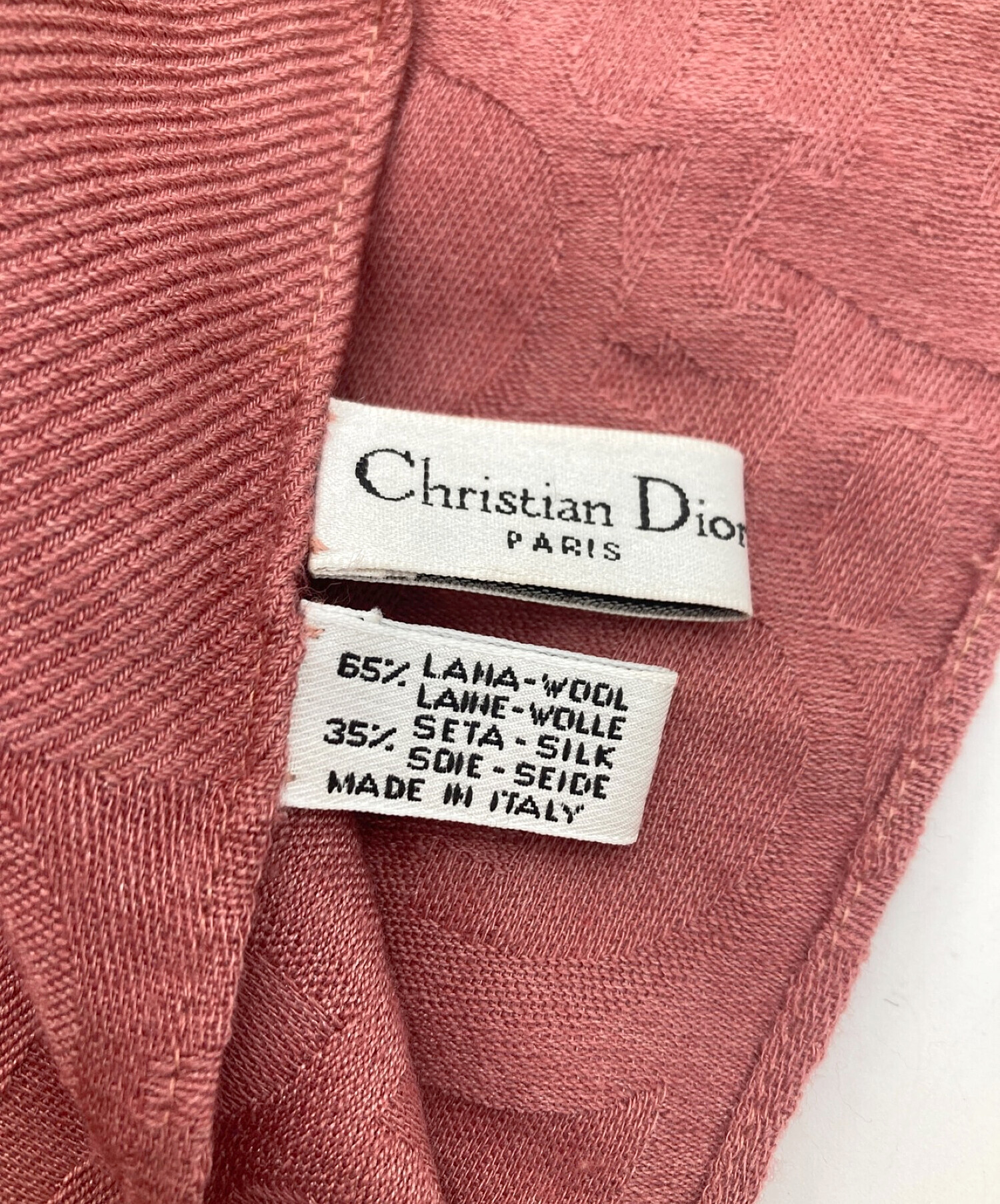 Christian Dior (クリスチャン ディオール) トロッター柄ウールマフラー ピンク