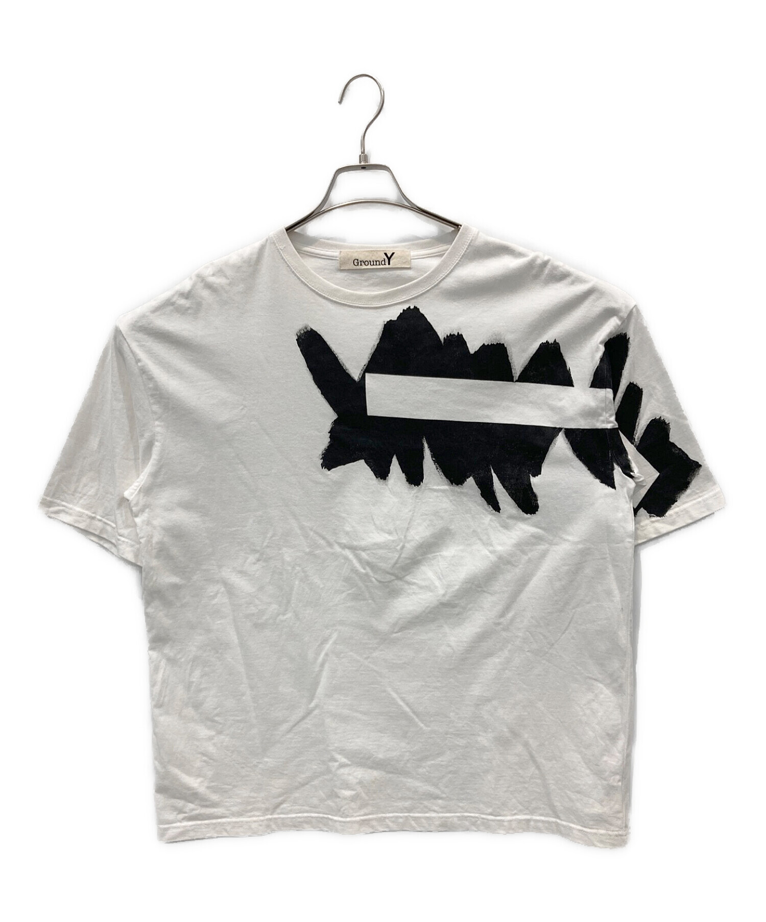 GROUND Y (グラウンドワイ) Painted 5.6oz cotton Jersey Painted Big T-Shirt C ホワイト  サイズ:4